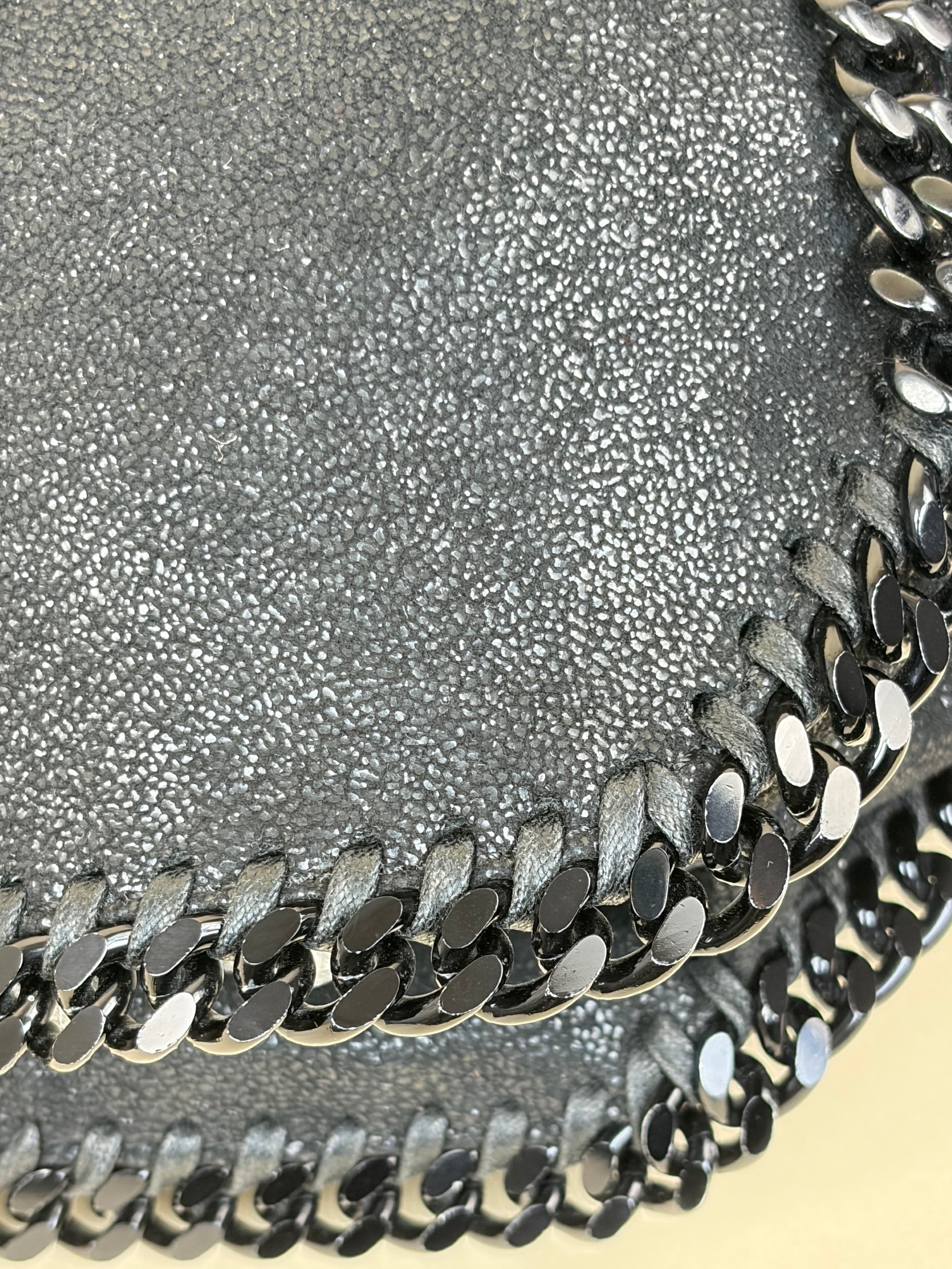 Stella Mccartney Black Falabella Fold Over Tote Bag with Chain