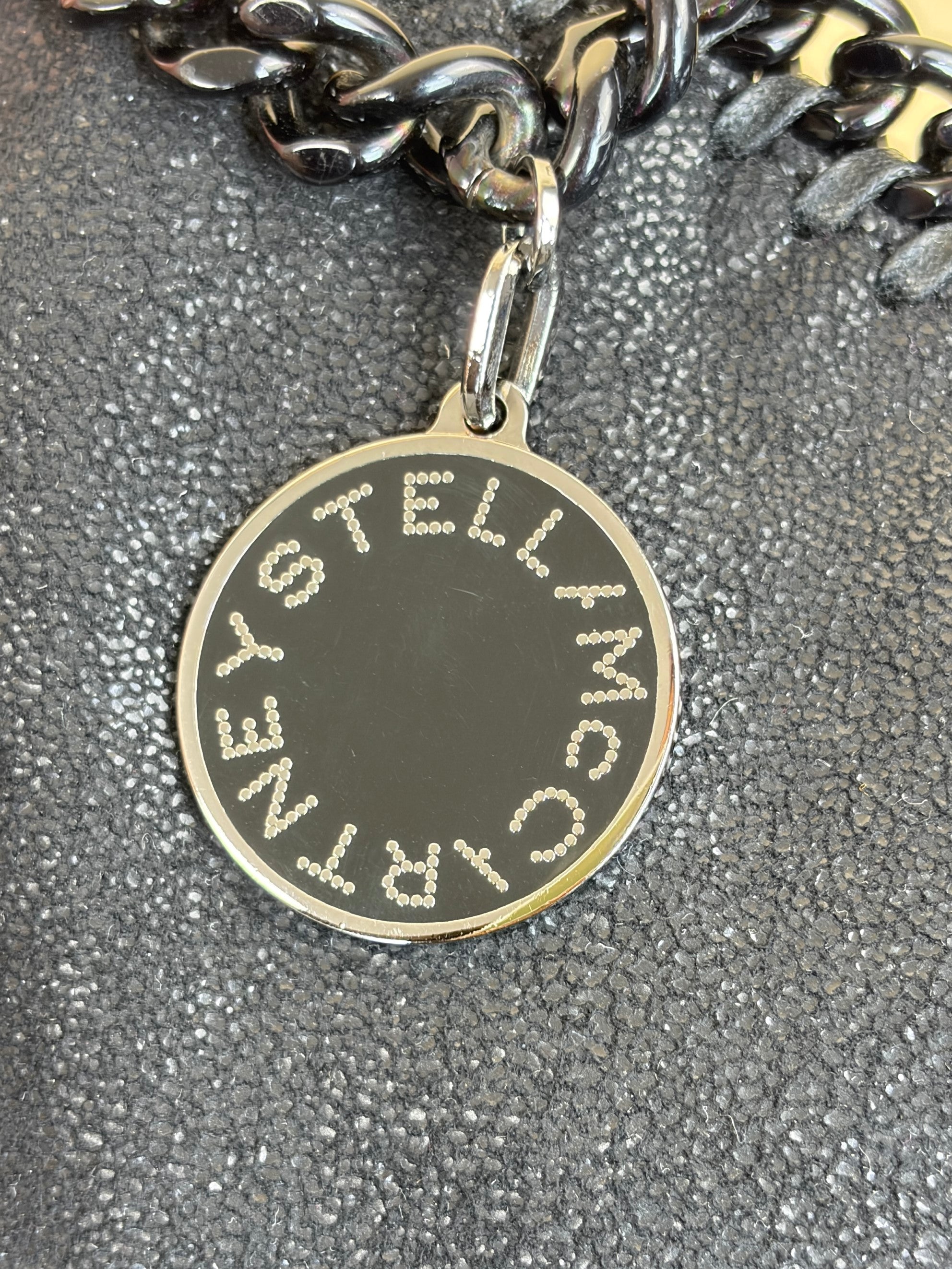 Stella Mccartney Black Falabella Fold Over Tote Bag with Chain