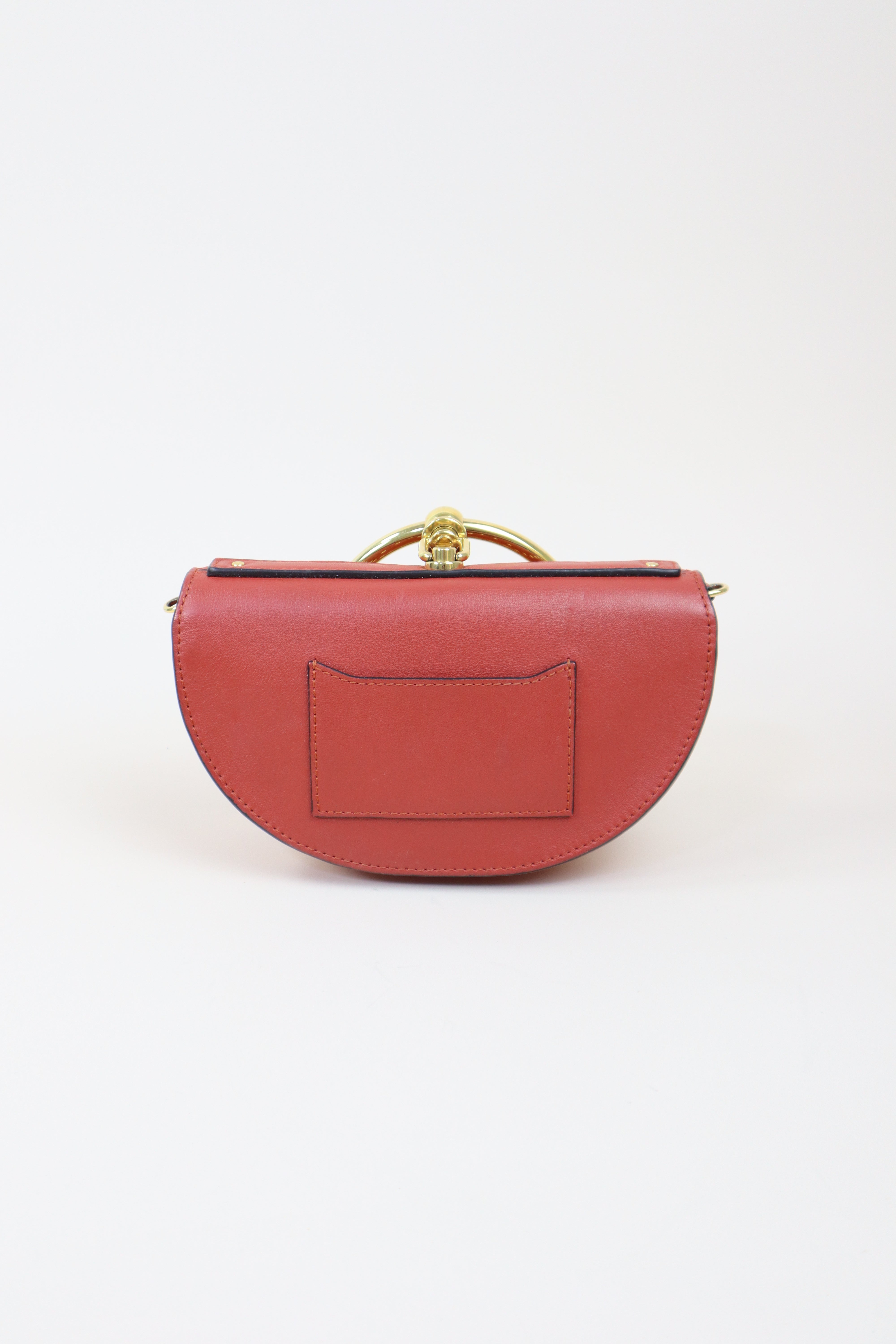 Chloe Red Small Quilted Studded Nile Bracelet Bag