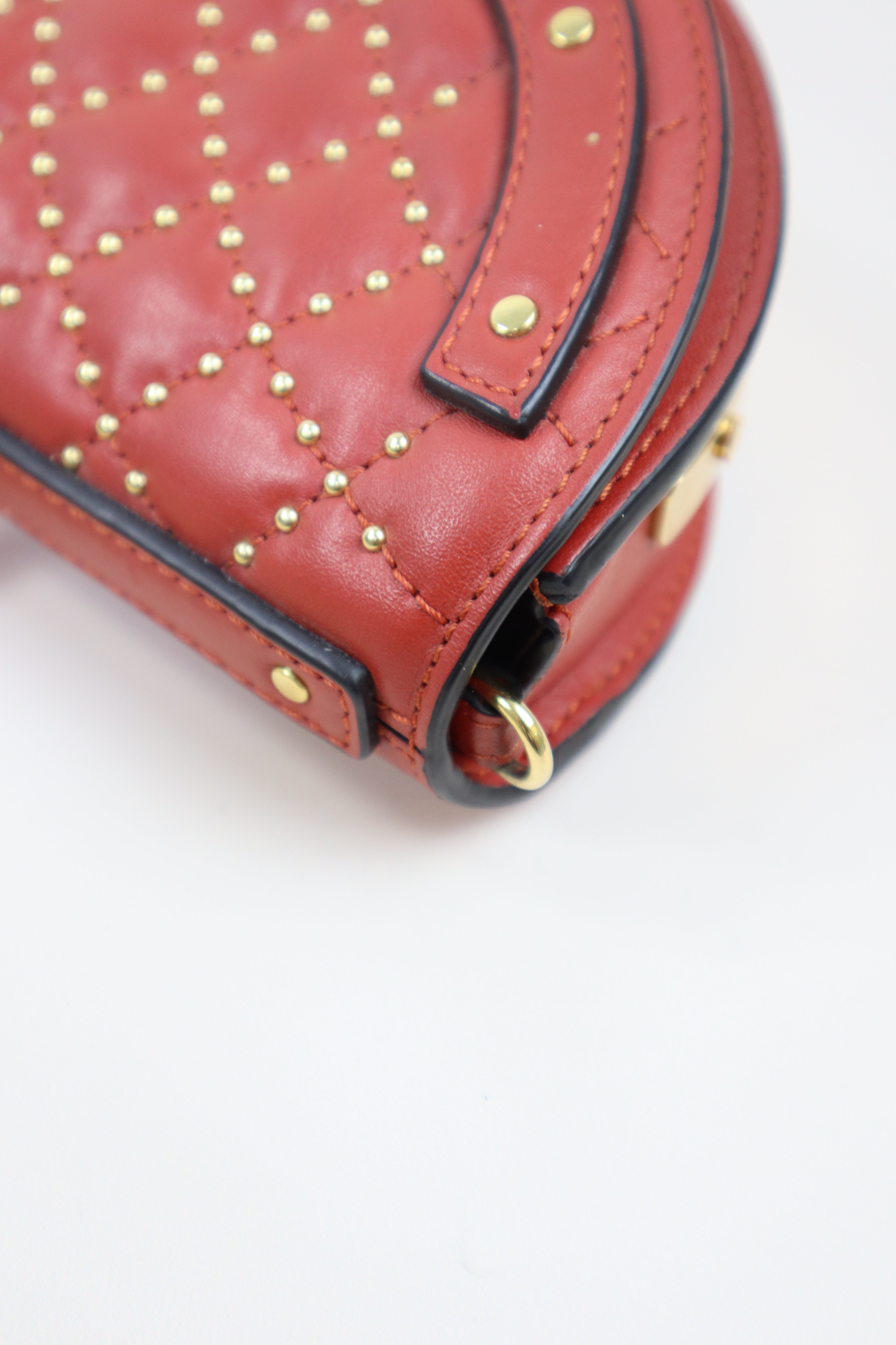 Chloe Red Small Quilted Studded Nile Bracelet Bag