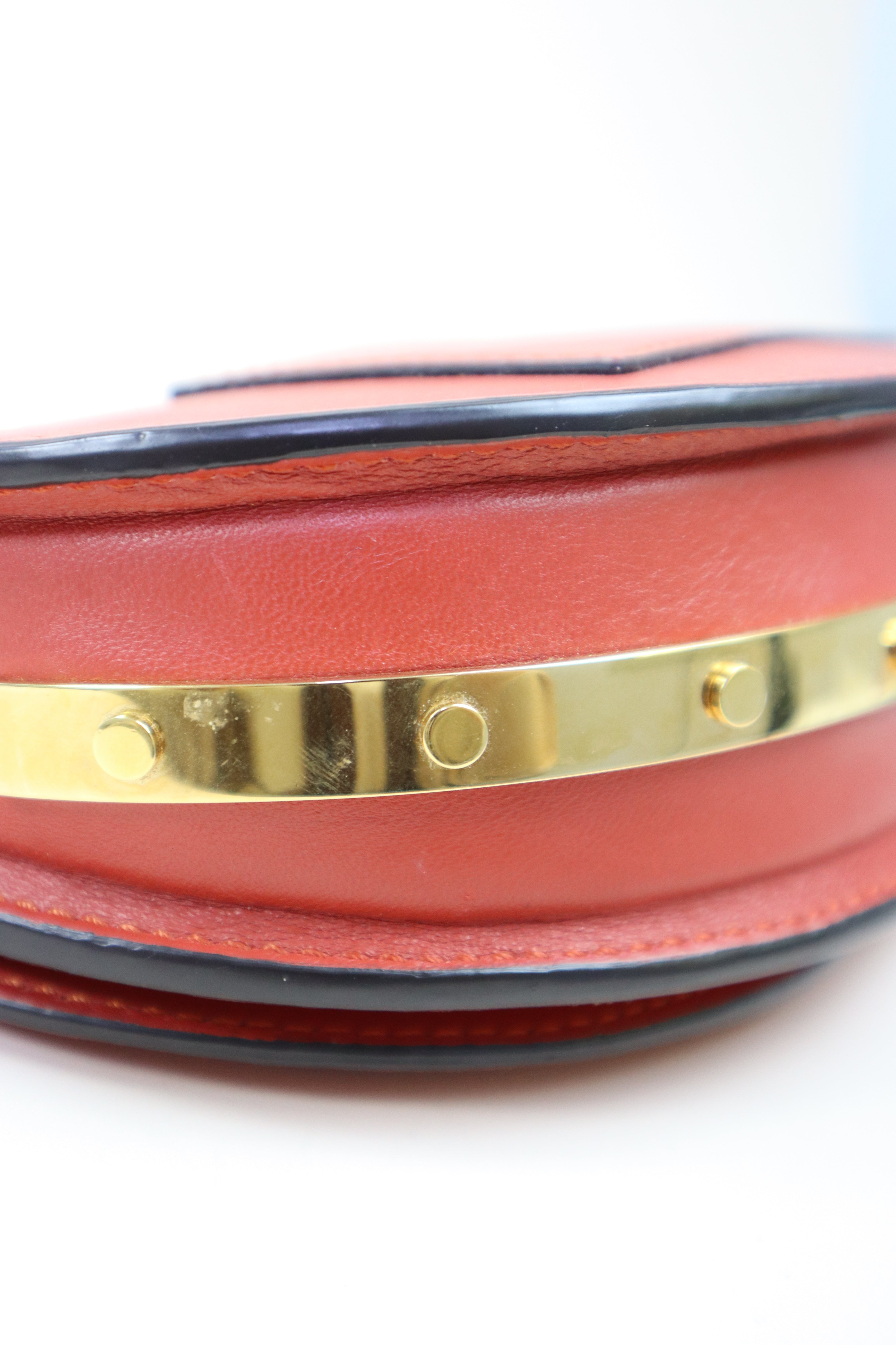 Chloe Red Small Quilted Studded Nile Bracelet Bag