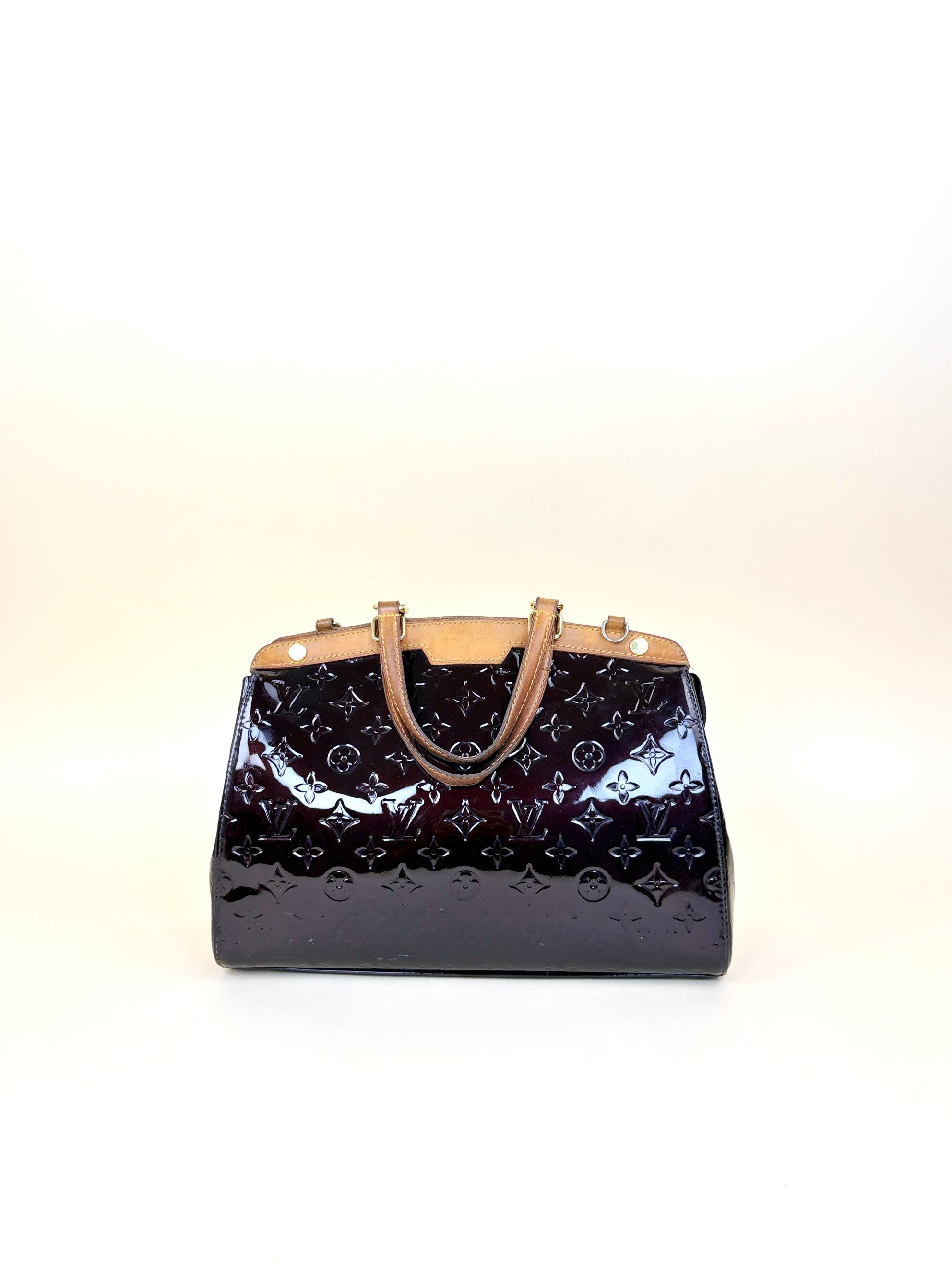 Louis Vuitton Amarante Monogram Vernis Brea MM Tote Bag with Strap