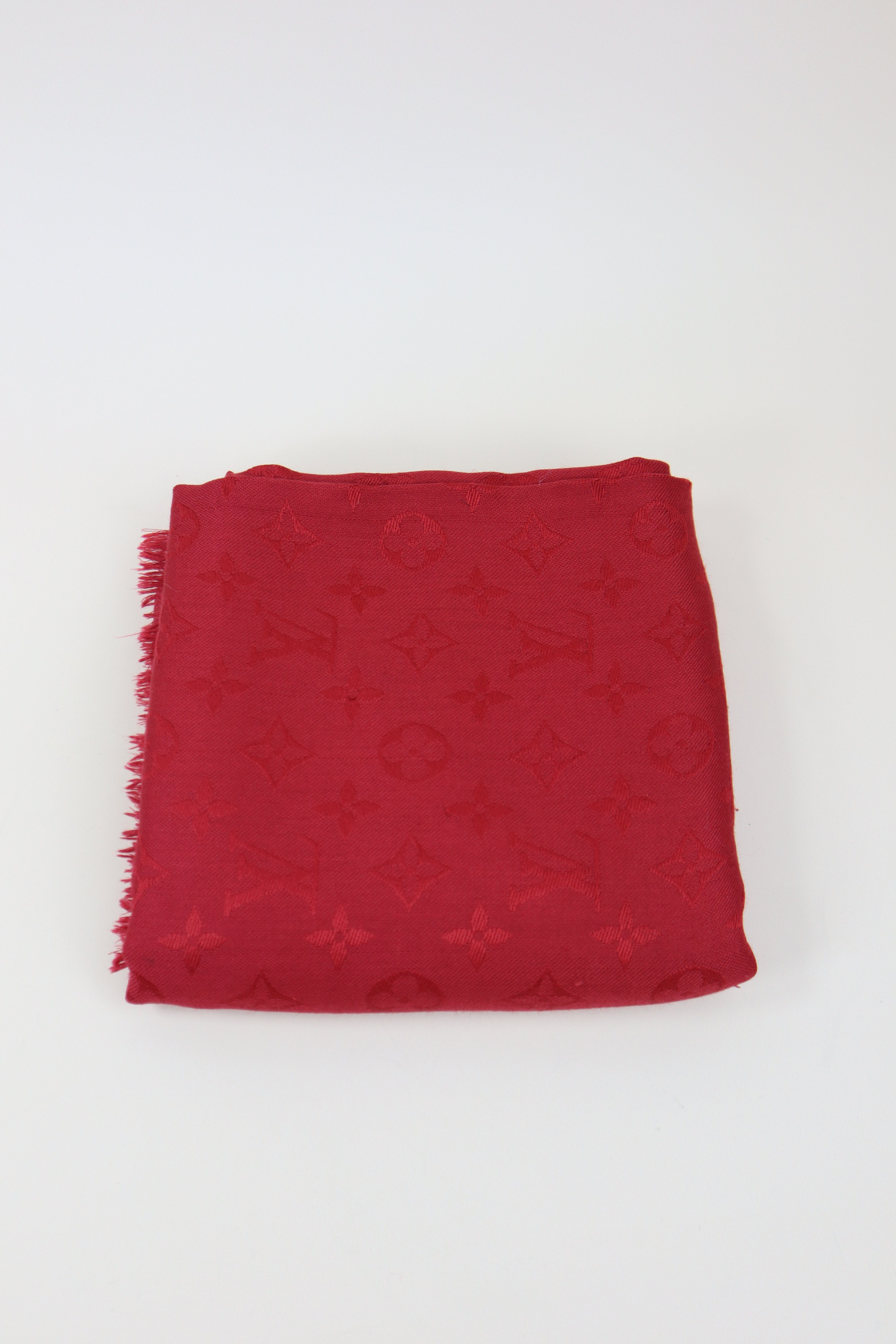 Louis Vuitton Red Monogram Square Wool Scarf