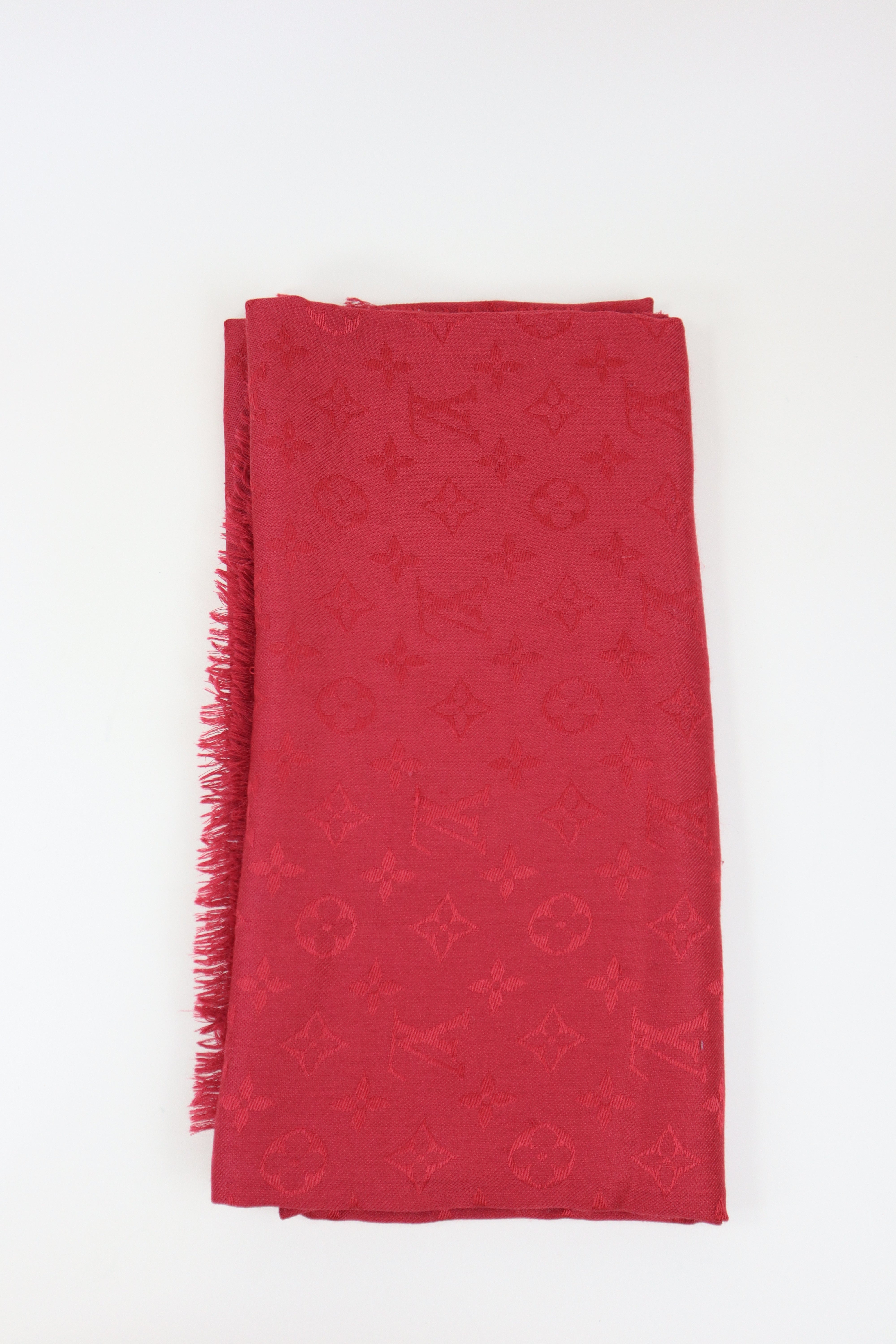 Louis Vuitton Red Monogram Square Wool Scarf