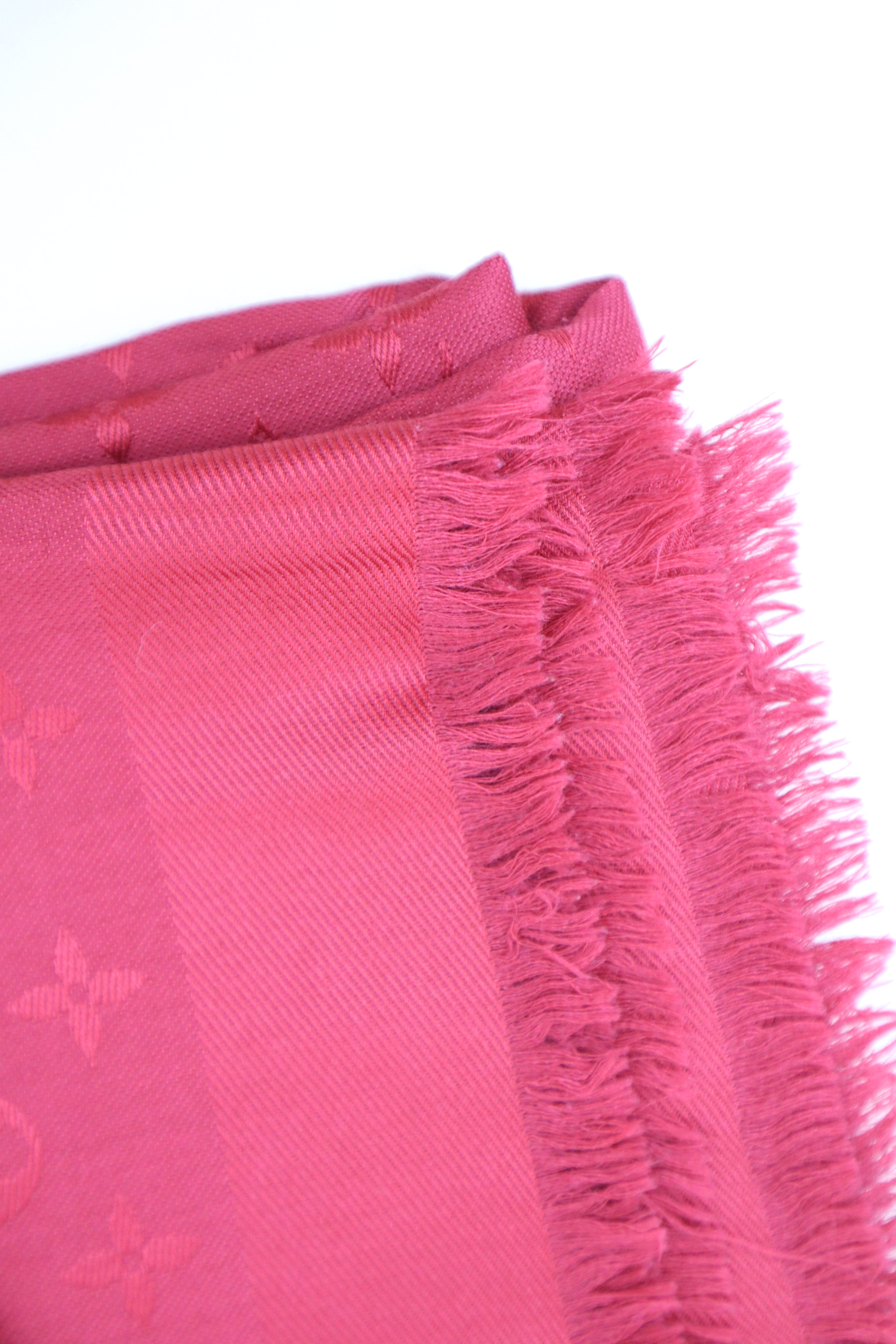 Louis Vuitton Red Monogram Square Wool Scarf