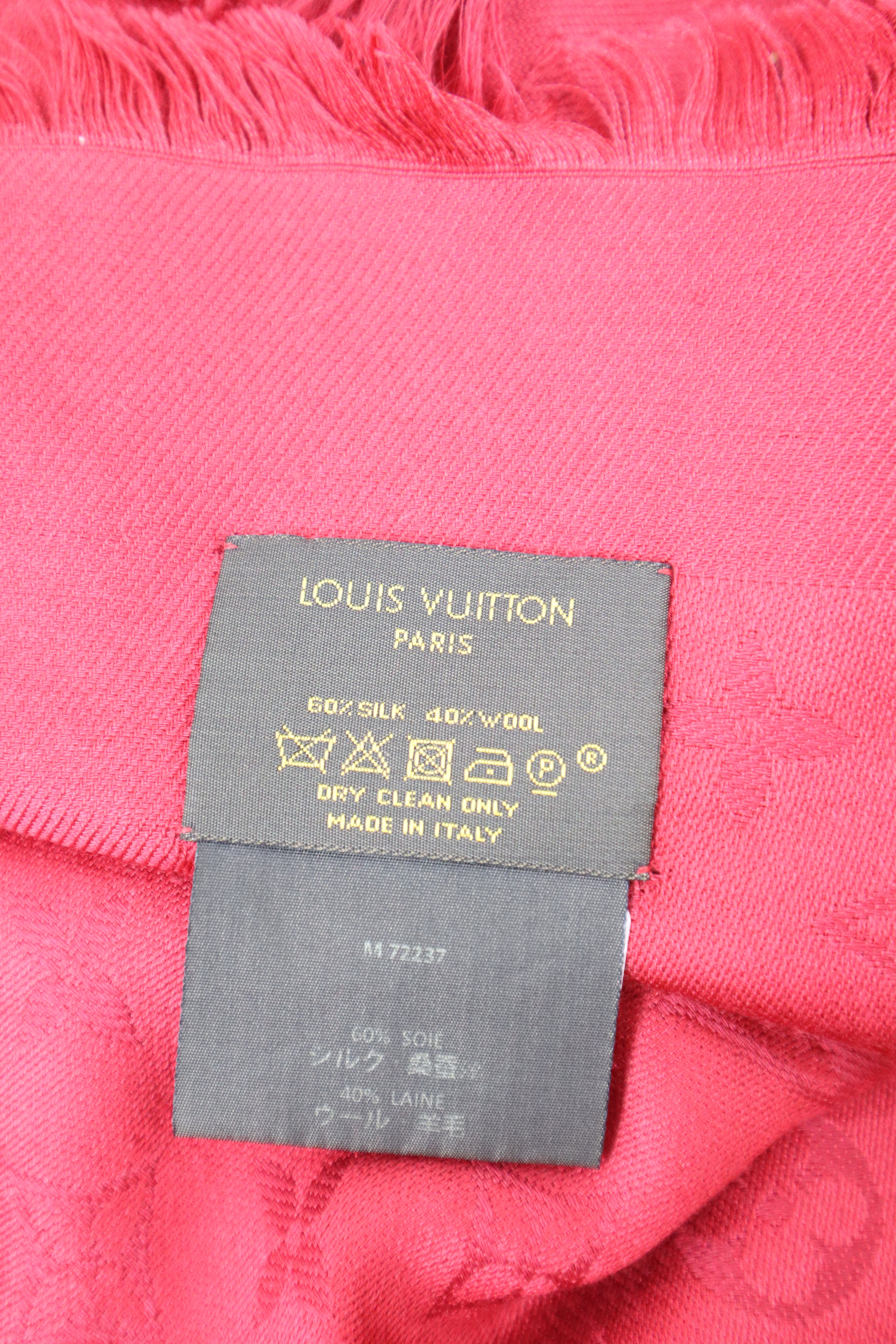 Louis Vuitton Red Monogram Square Wool Scarf
