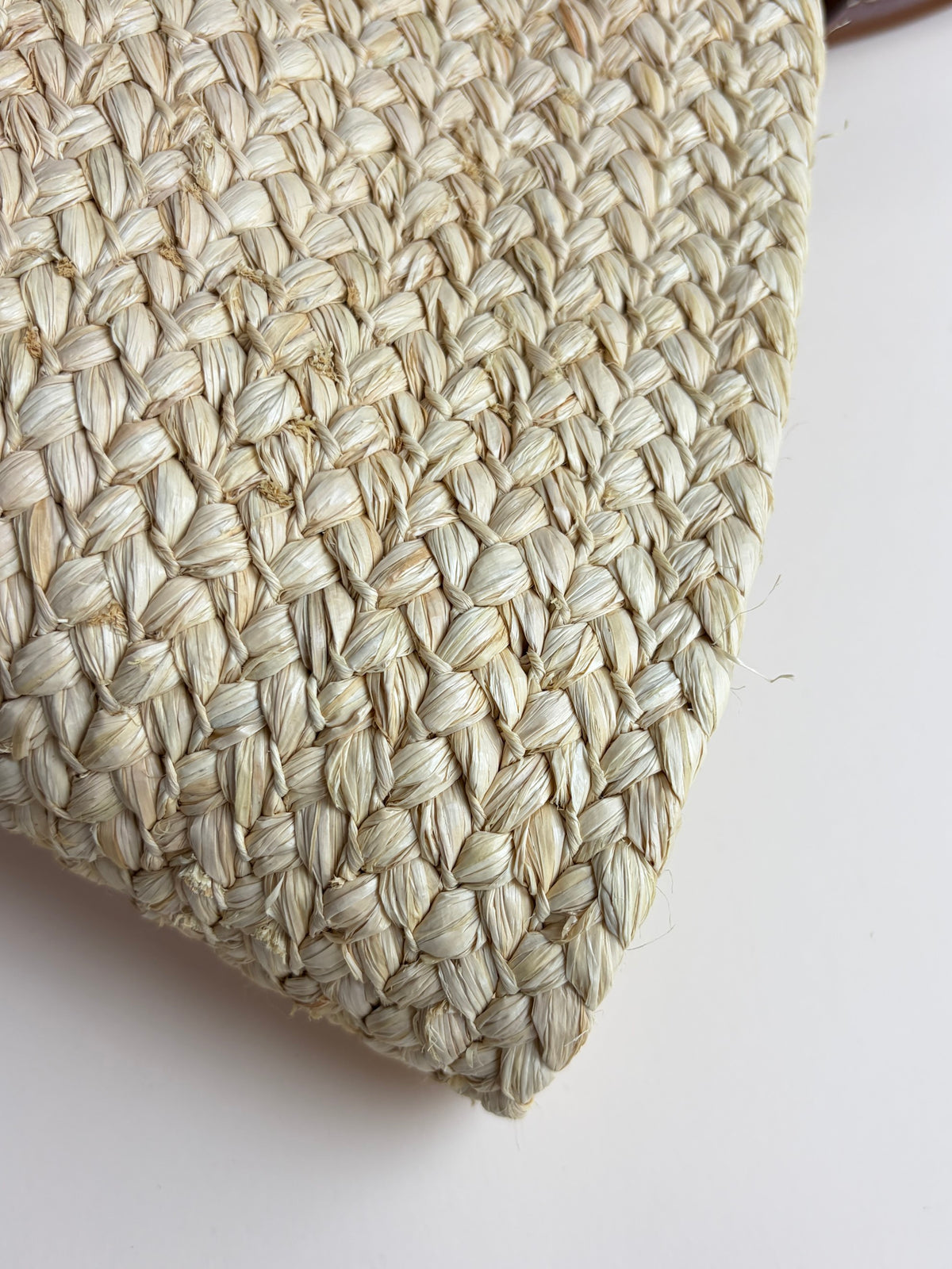 Prada beige/cognac raffia and leather large shopping bag