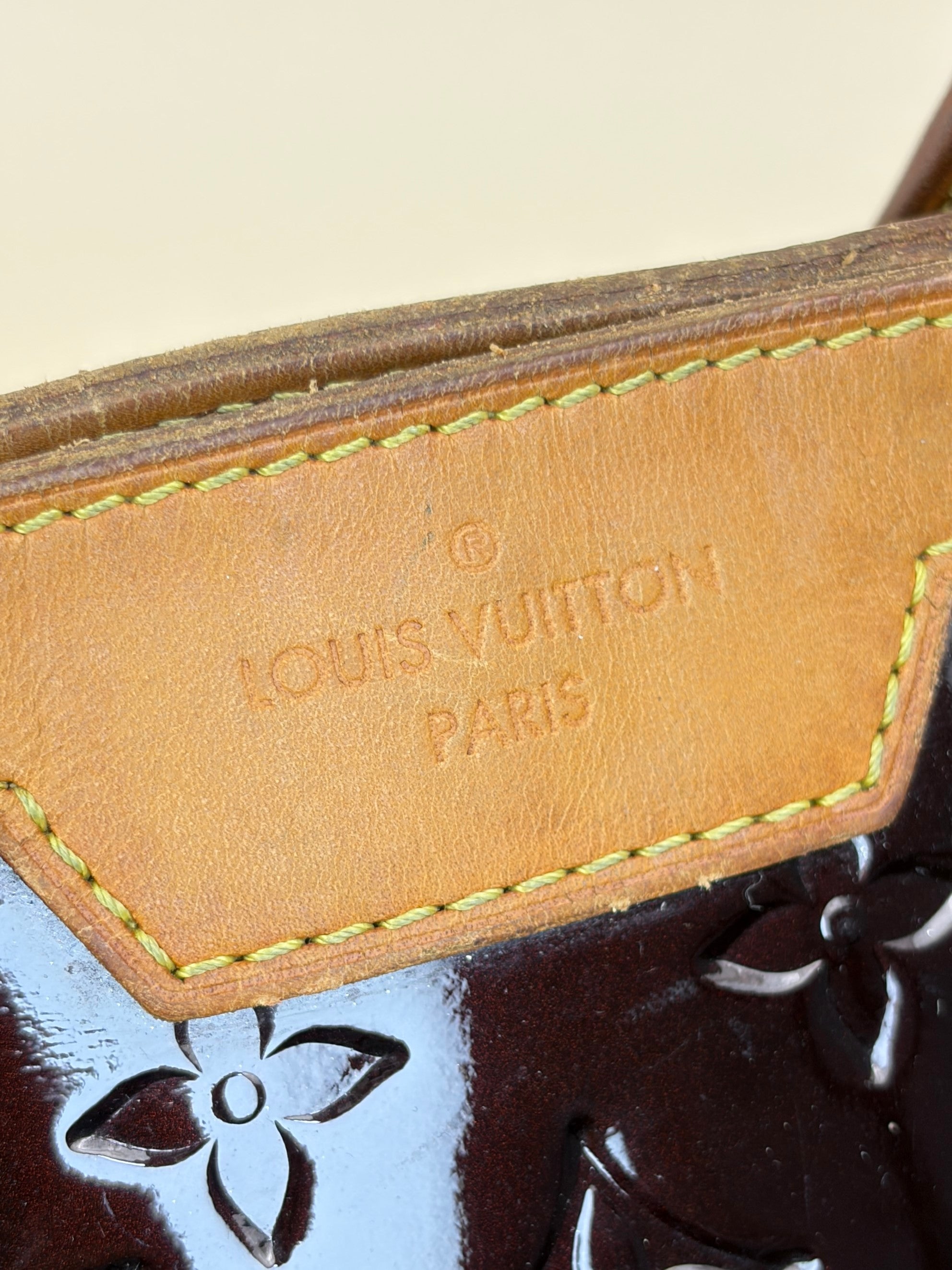 Louis Vuitton Amarante Monogram Vernis Brea MM Tote Bag with Strap