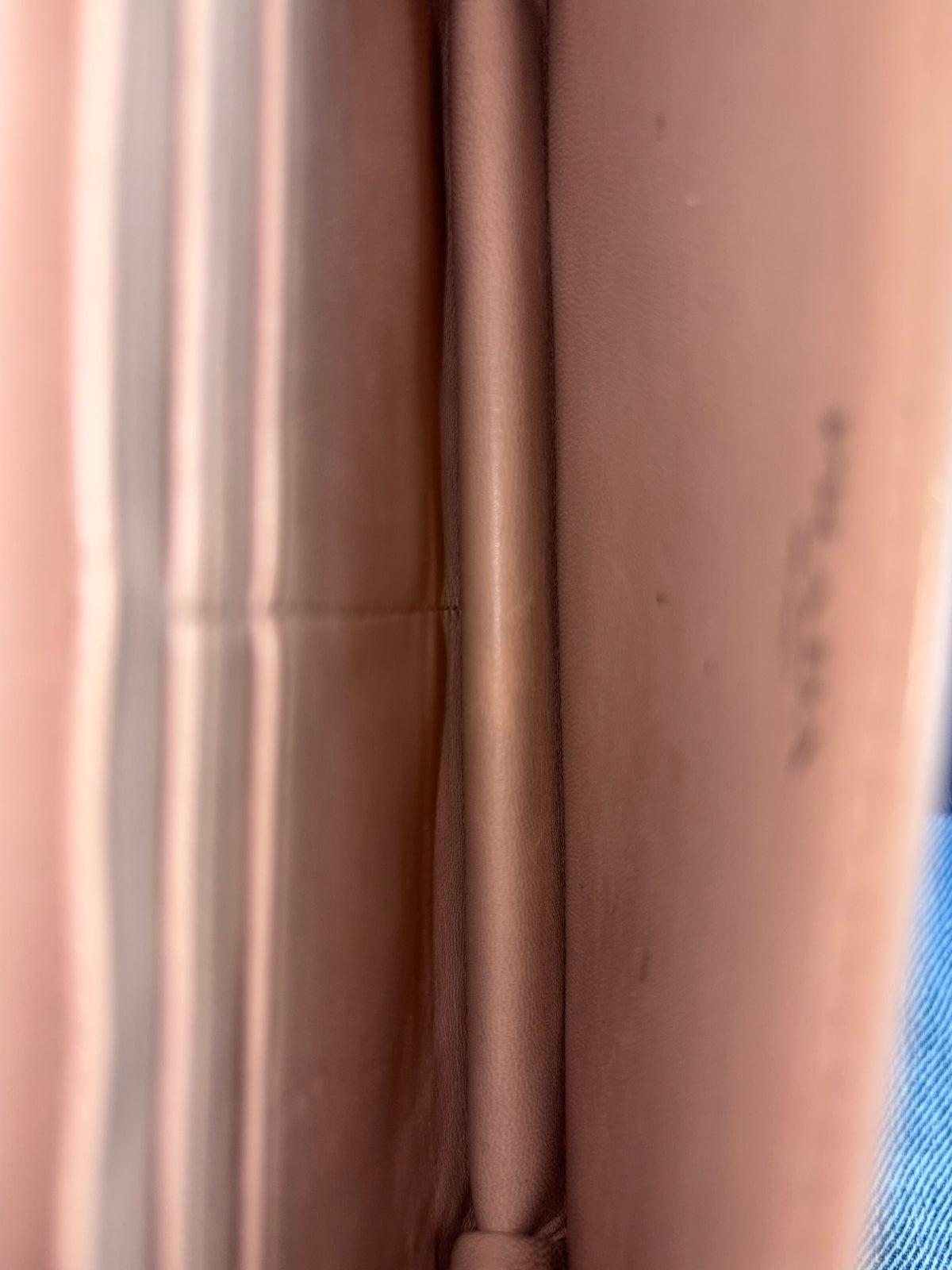 Prada nude nappa leather gaufre wallet on chain
