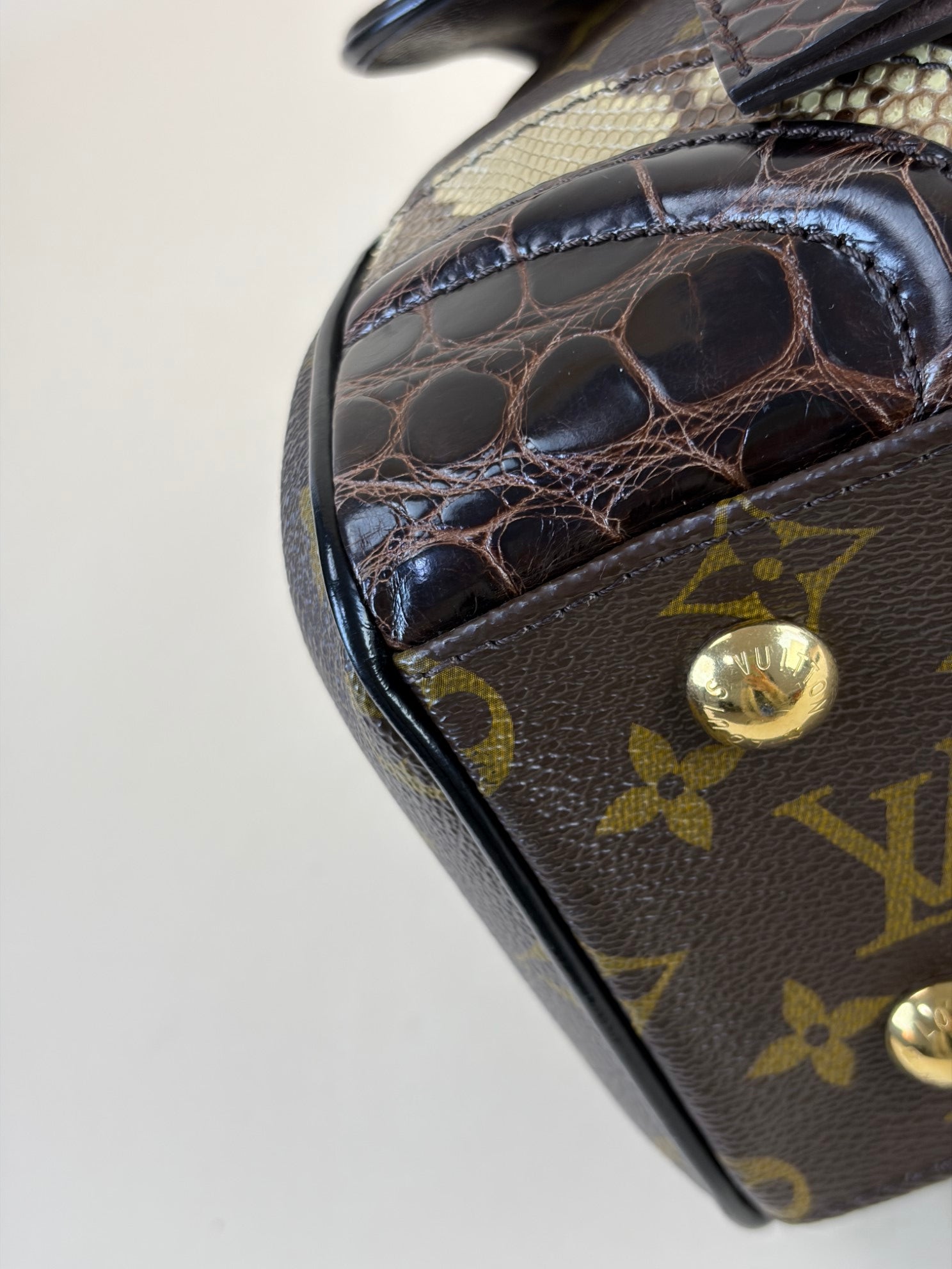 Louis Vuitton Monogram Issime Alligator and Python Bowling Limited Edition Tote Bag