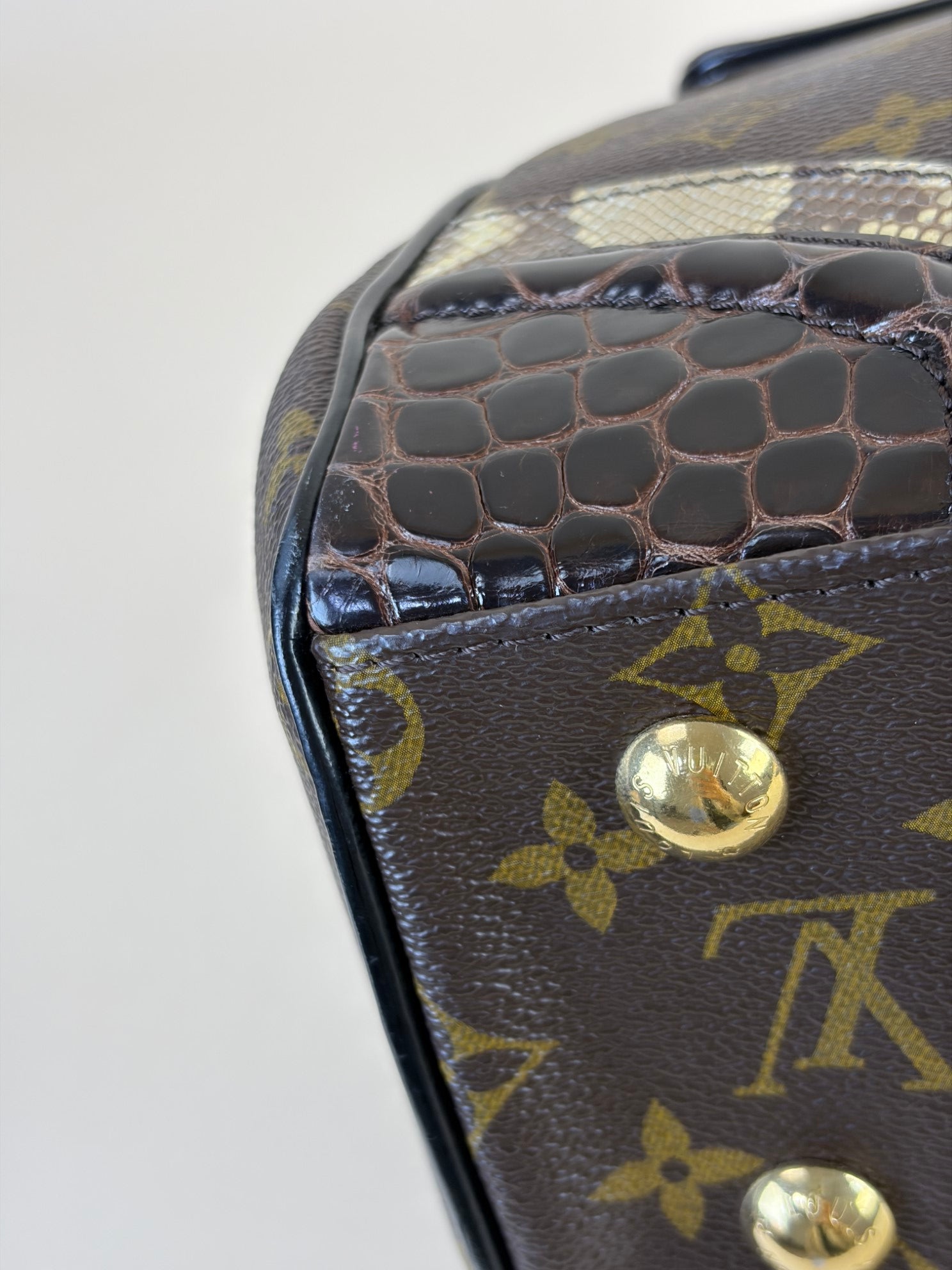 Louis Vuitton Monogram Issime Alligator and Python Bowling Limited Edition Tote Bag