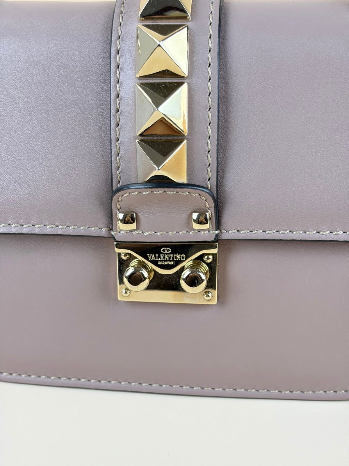 Valentino Poudre pink leather Glam Lock Small Shoulder Bag
