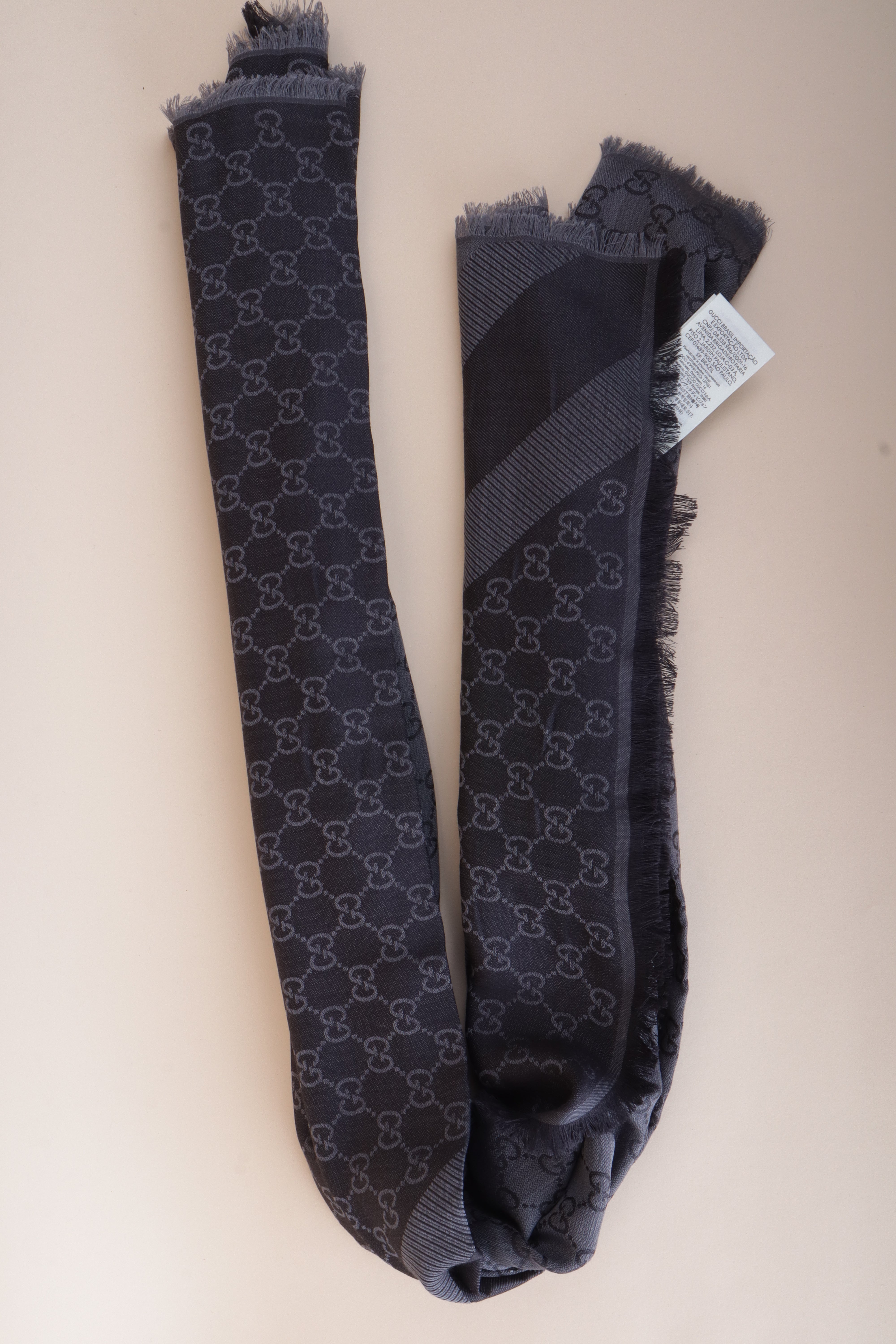 Gucci gray/black GG Scarf