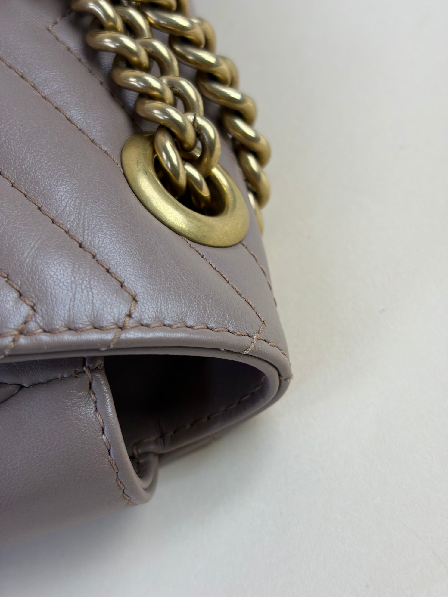 Gucci pink/beige matelassé Nappa leather GG Marmont medium Shoulder Bag