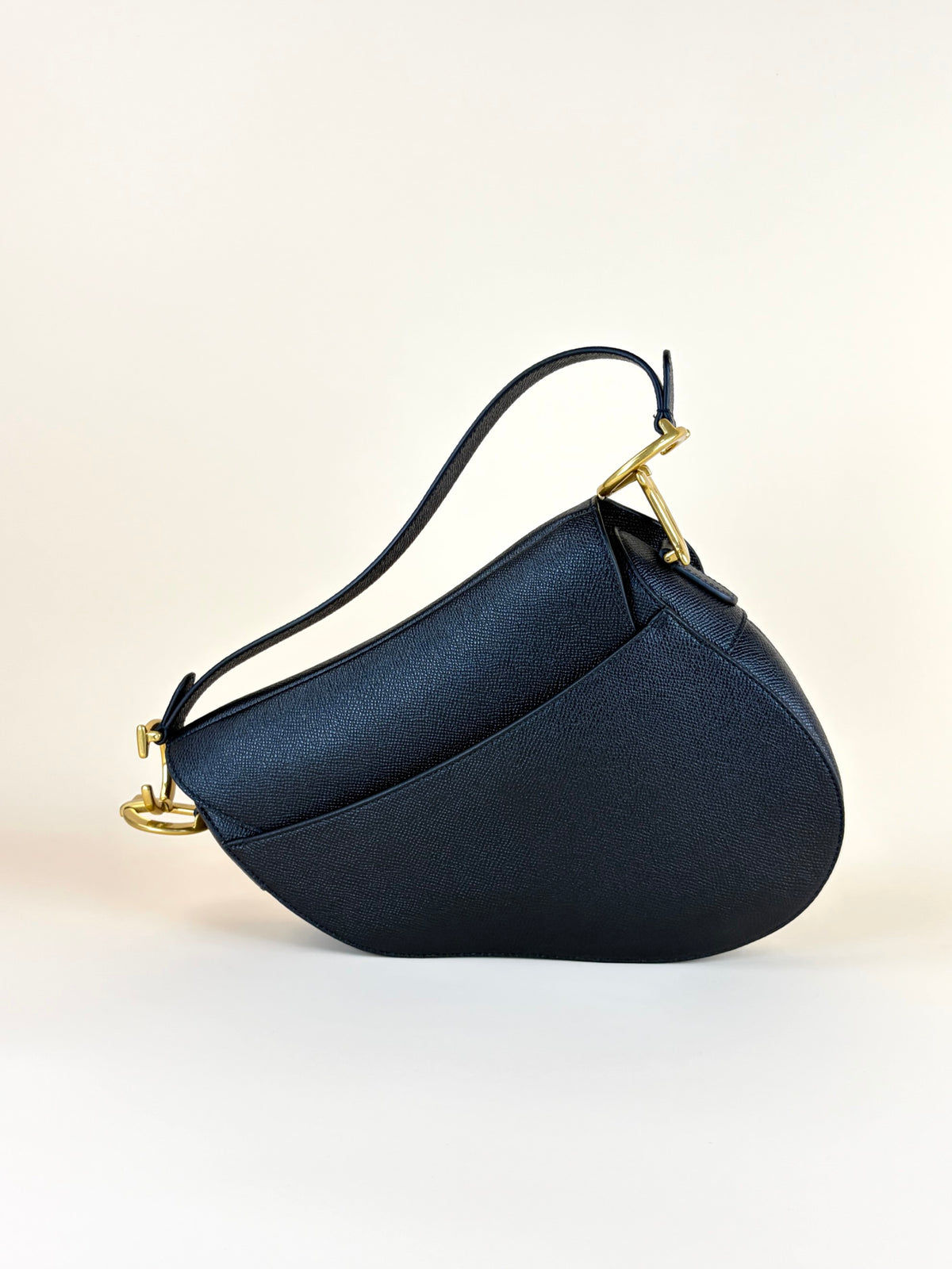 Christian Dior Black grained calfskin Saddle bag