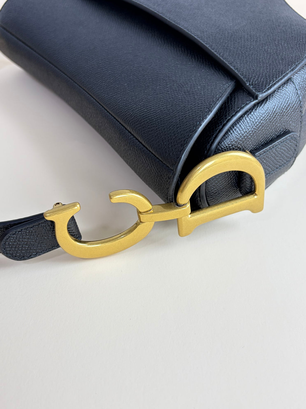 Christian Dior Black grained calfskin Saddle bag