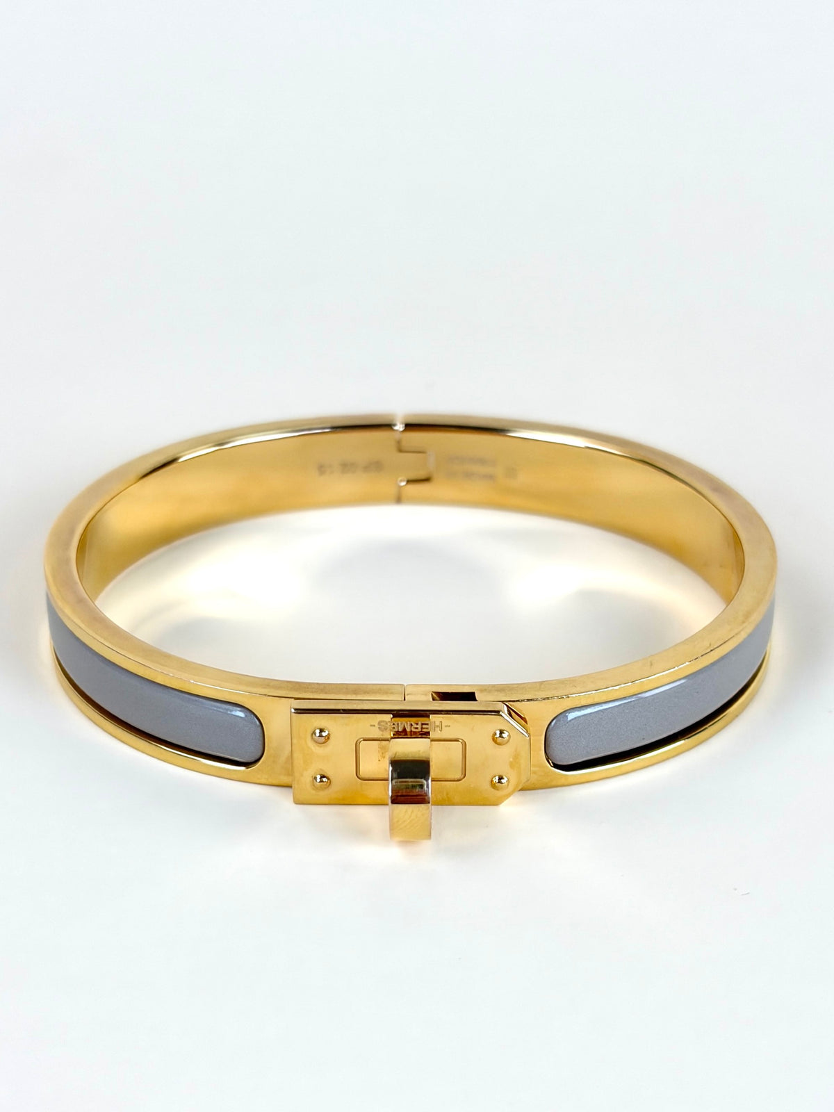Hermes rose gold plated maron glace mini clic kelly bracelet