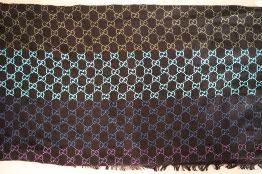 Gucci Black Multicolor Shiny Summer Wool Scarf-Scarf-Gucci-The Closet Egypt