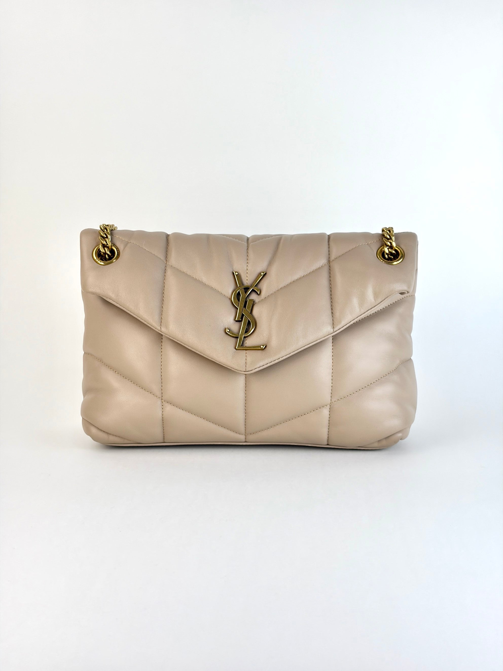 YSL beige Puffer Small in lambskin Shoulder Bag