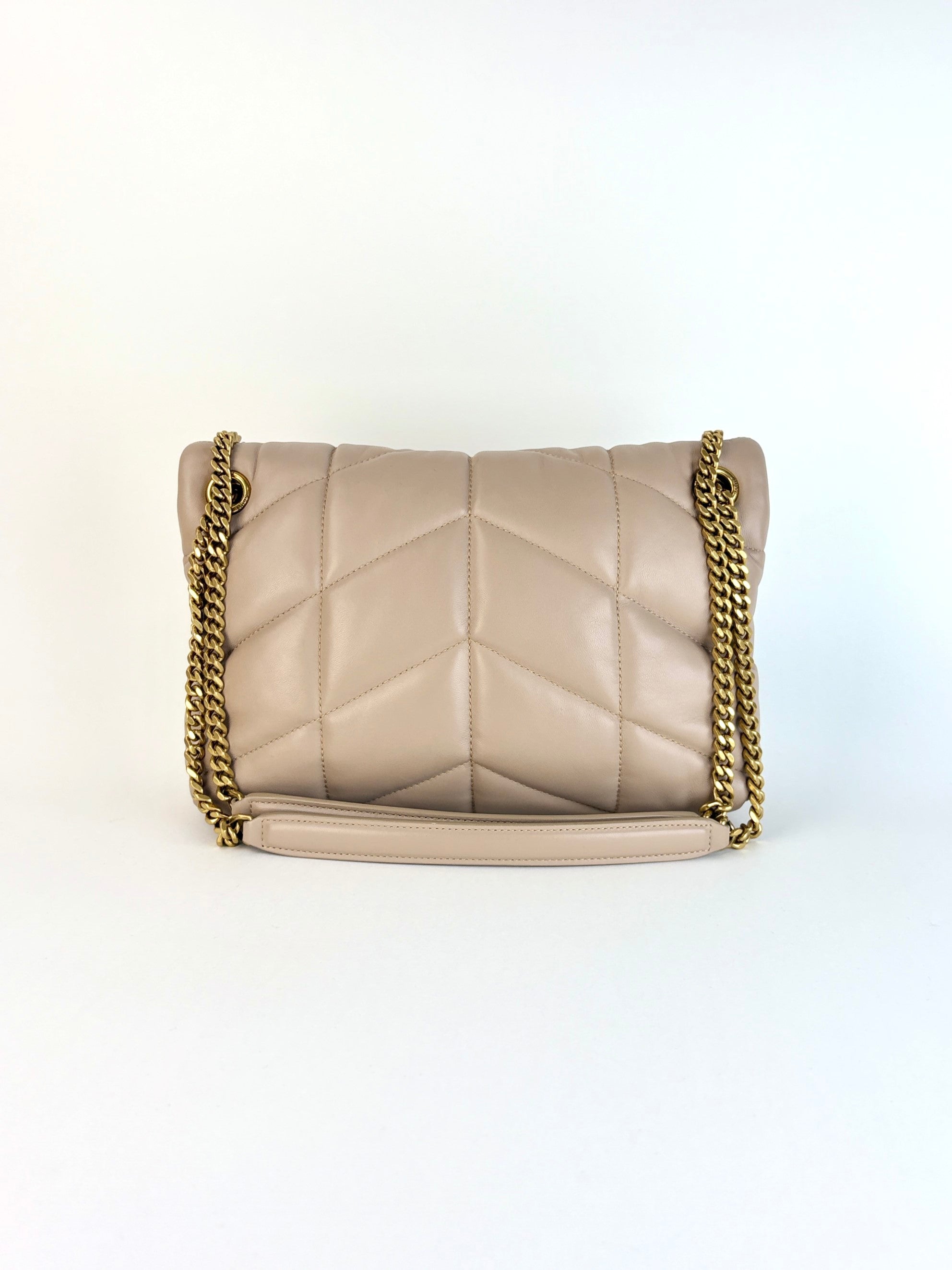 YSL beige Puffer Small in lambskin Shoulder Bag