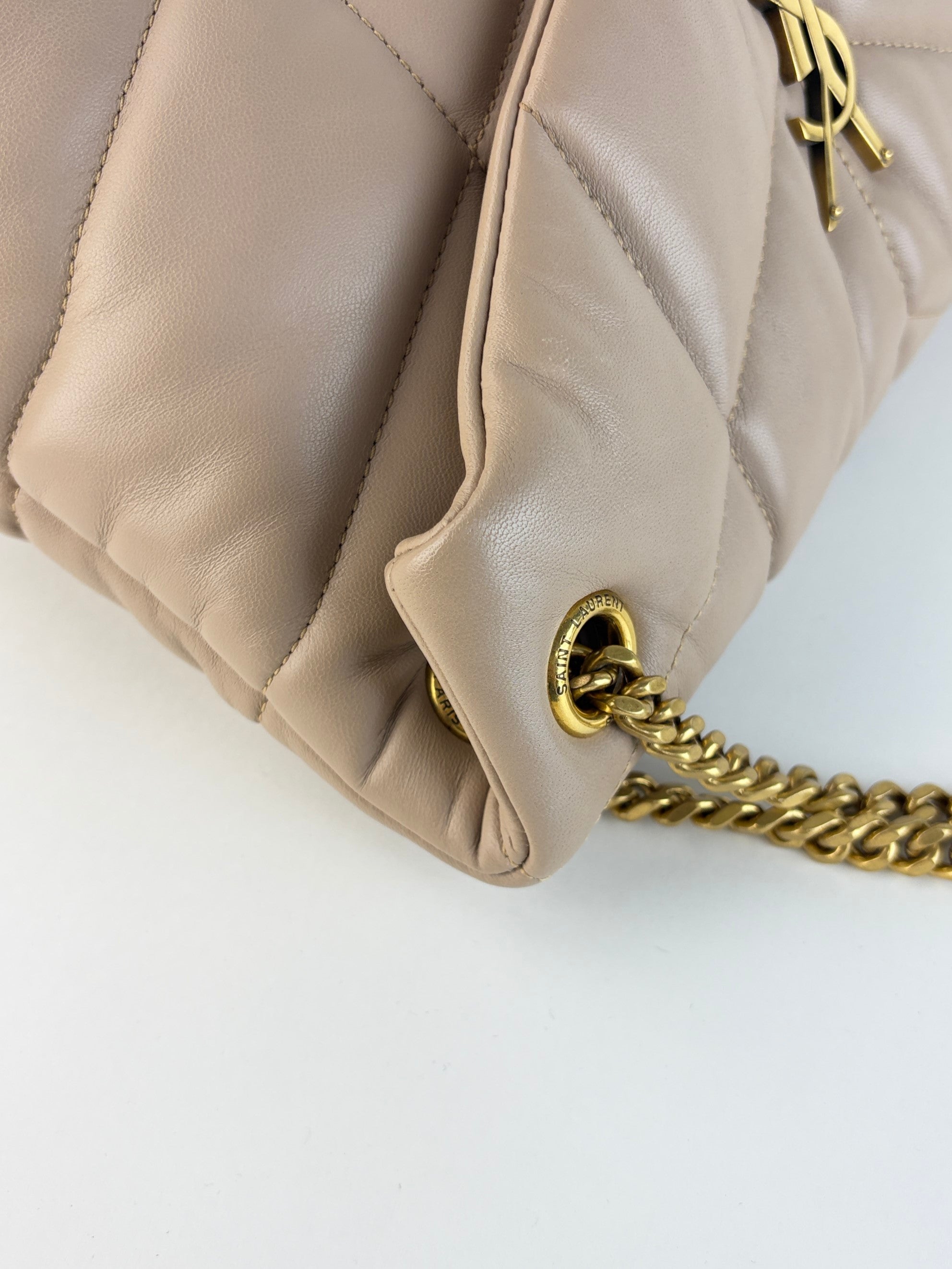 YSL beige Puffer Small in lambskin Shoulder Bag
