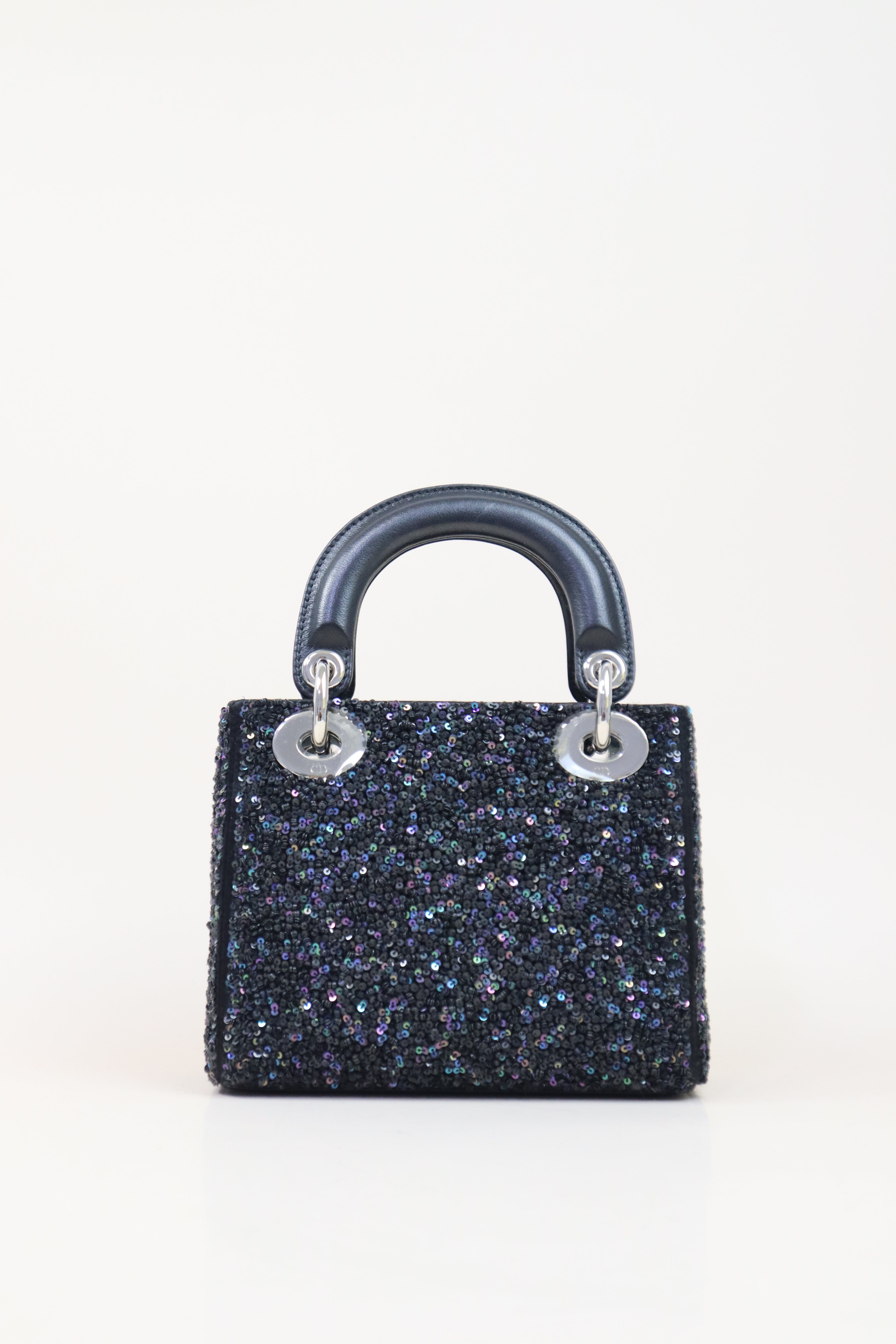 Christian Dior Bicolor Mini Strass-Embroidered Tote Bag