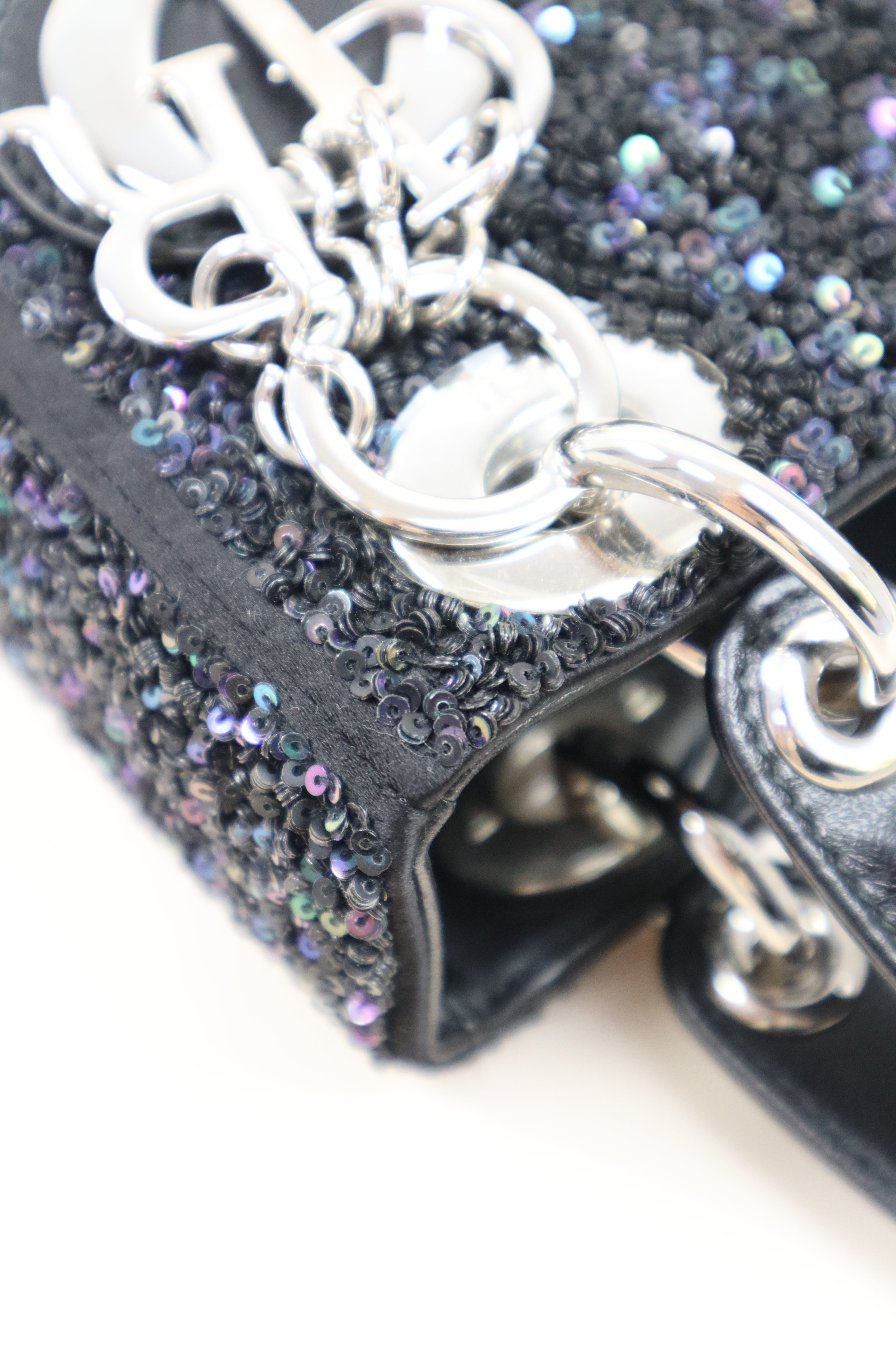 Christian Dior Bicolor Mini Strass-Embroidered Tote Bag