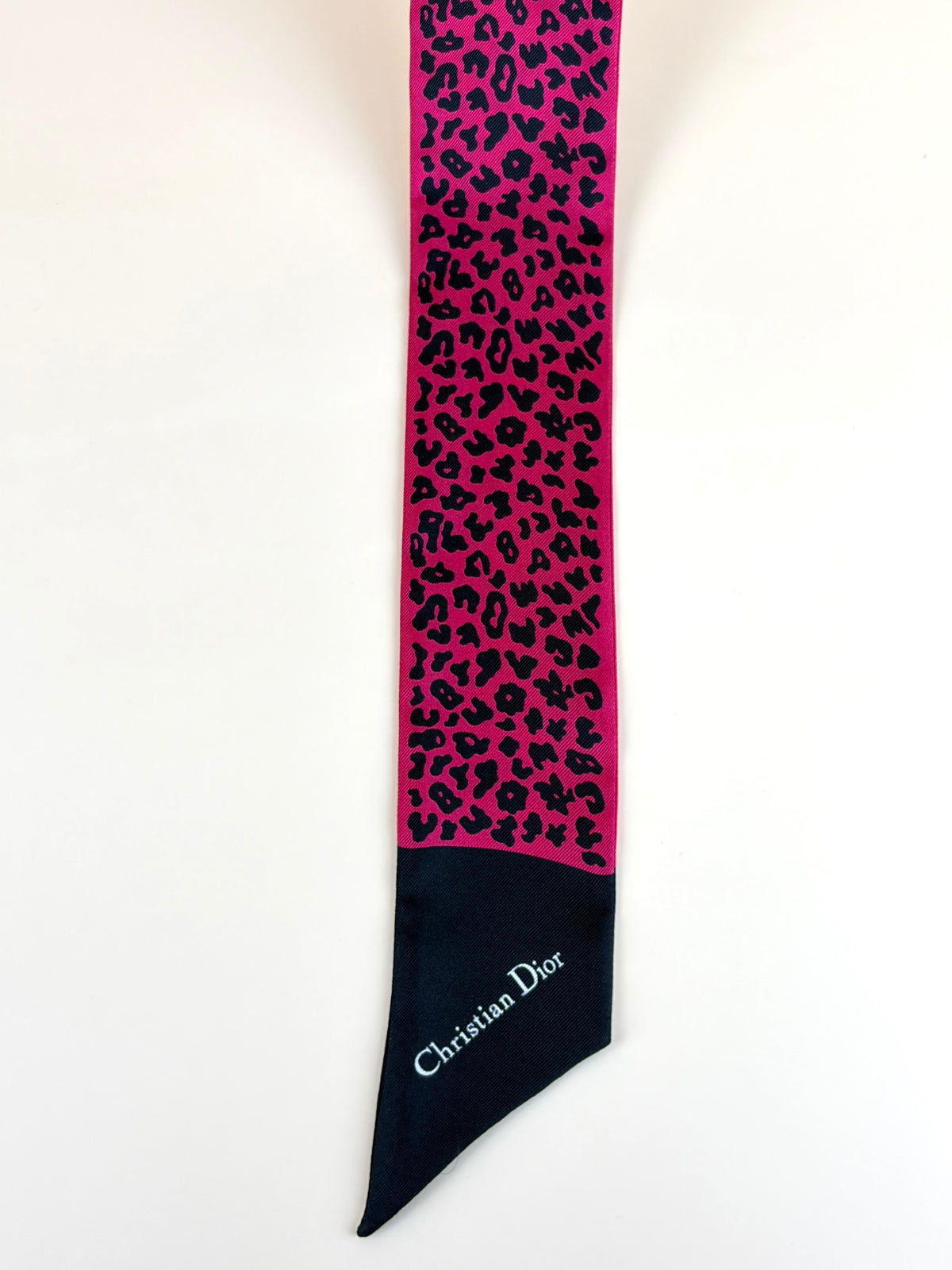 Dior pink/black leopard animal print mitzah silk scarf