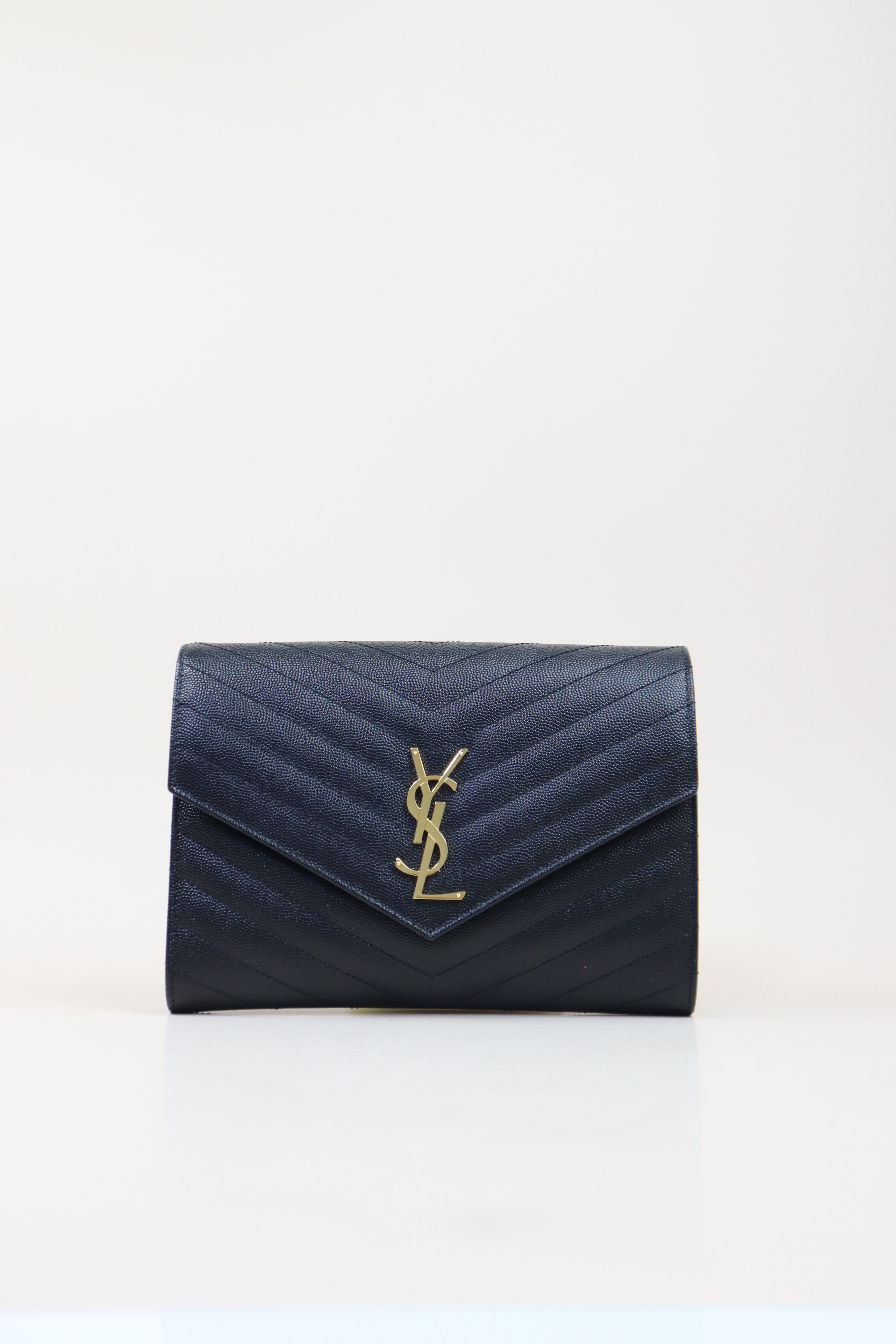 YSL Black Cassandre Small Flap Pouch W/ Holder-Pouch-YSL-The Closet Egypt