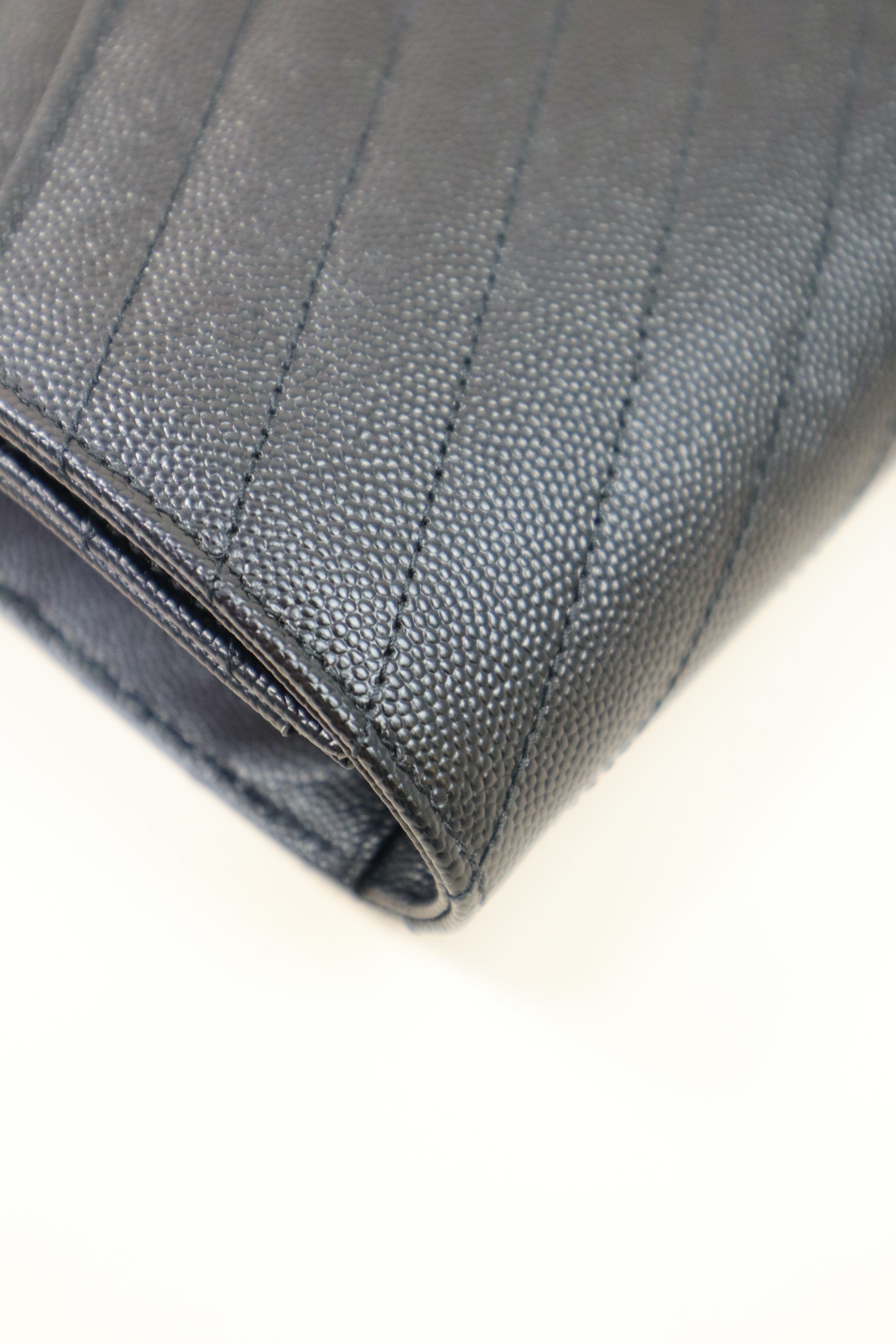 YSL Black Cassandre Small Flap Pouch W/ Holder