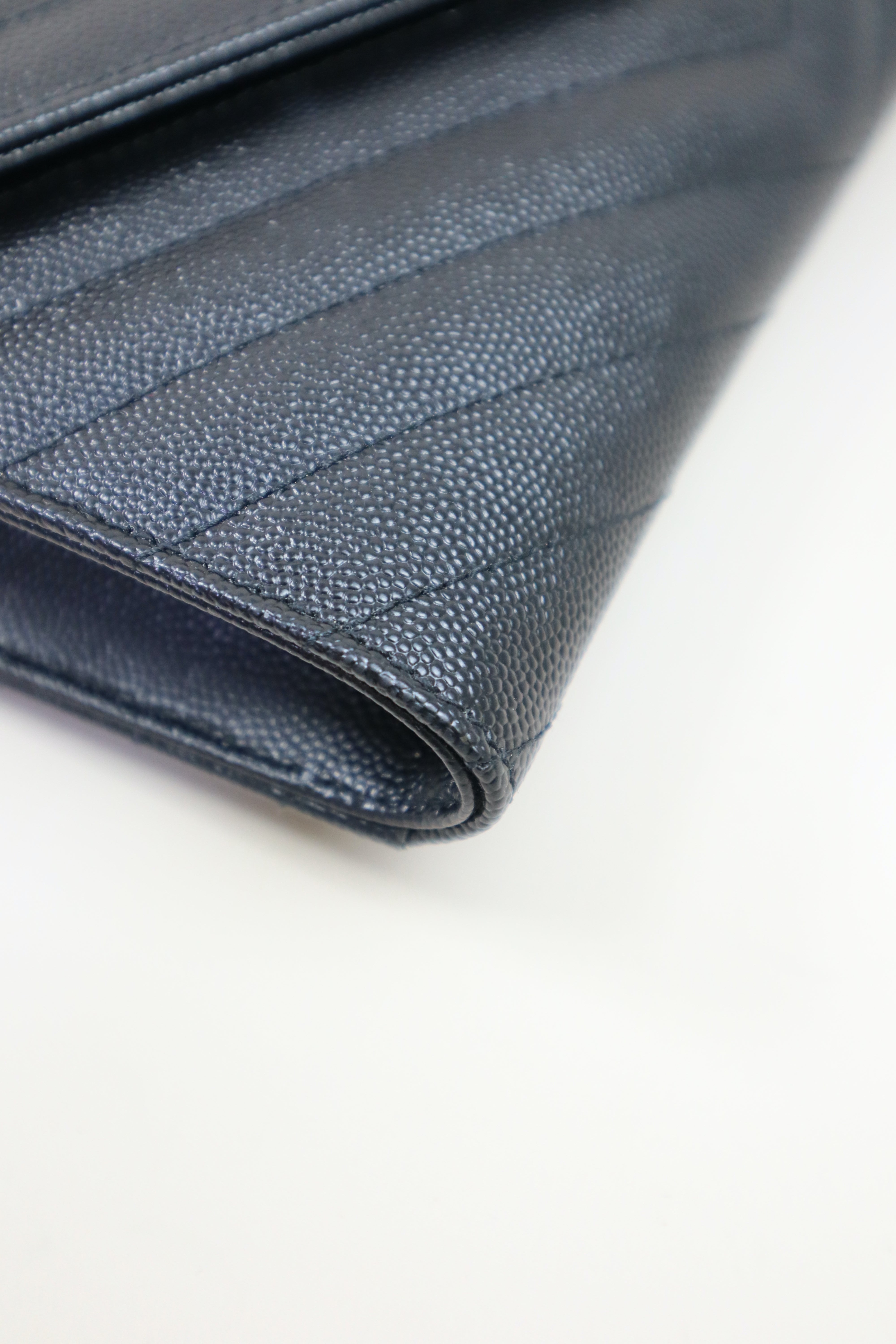 YSL Black Cassandre Small Flap Pouch W/ Holder