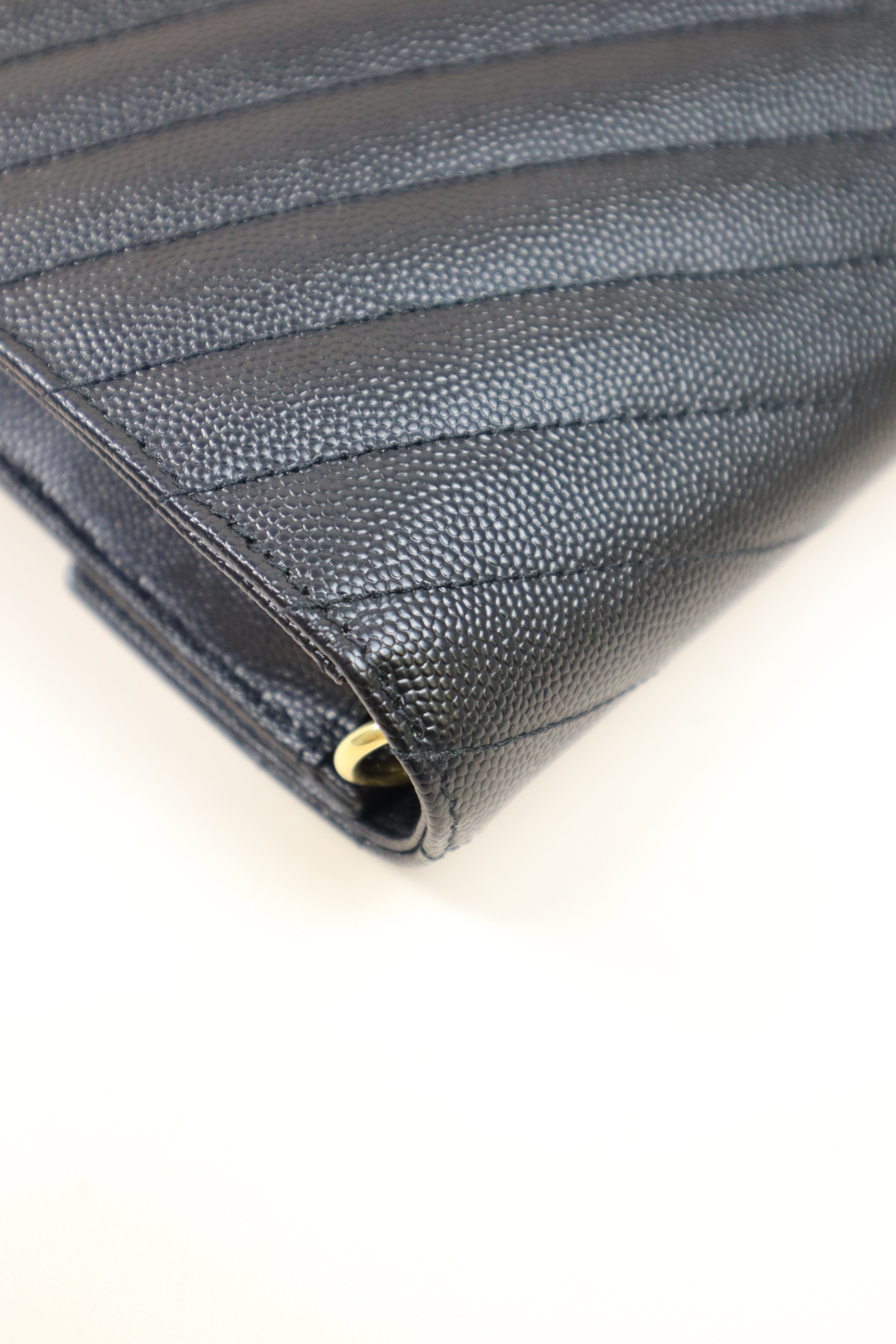 YSL Black Cassandre Small Flap Pouch W/ Holder