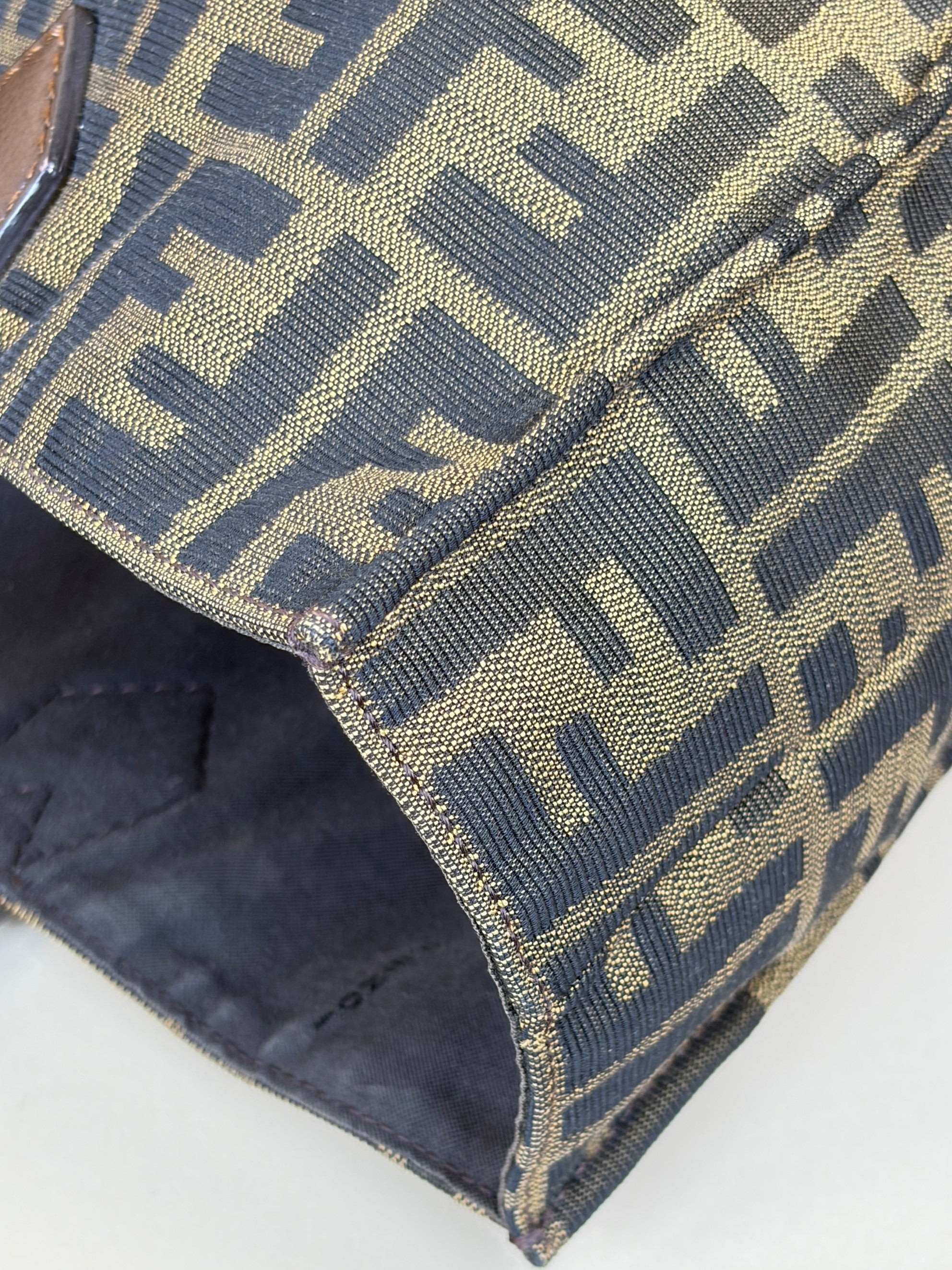 Fendi tobacco Zucca ff print canvas shopping tote bag