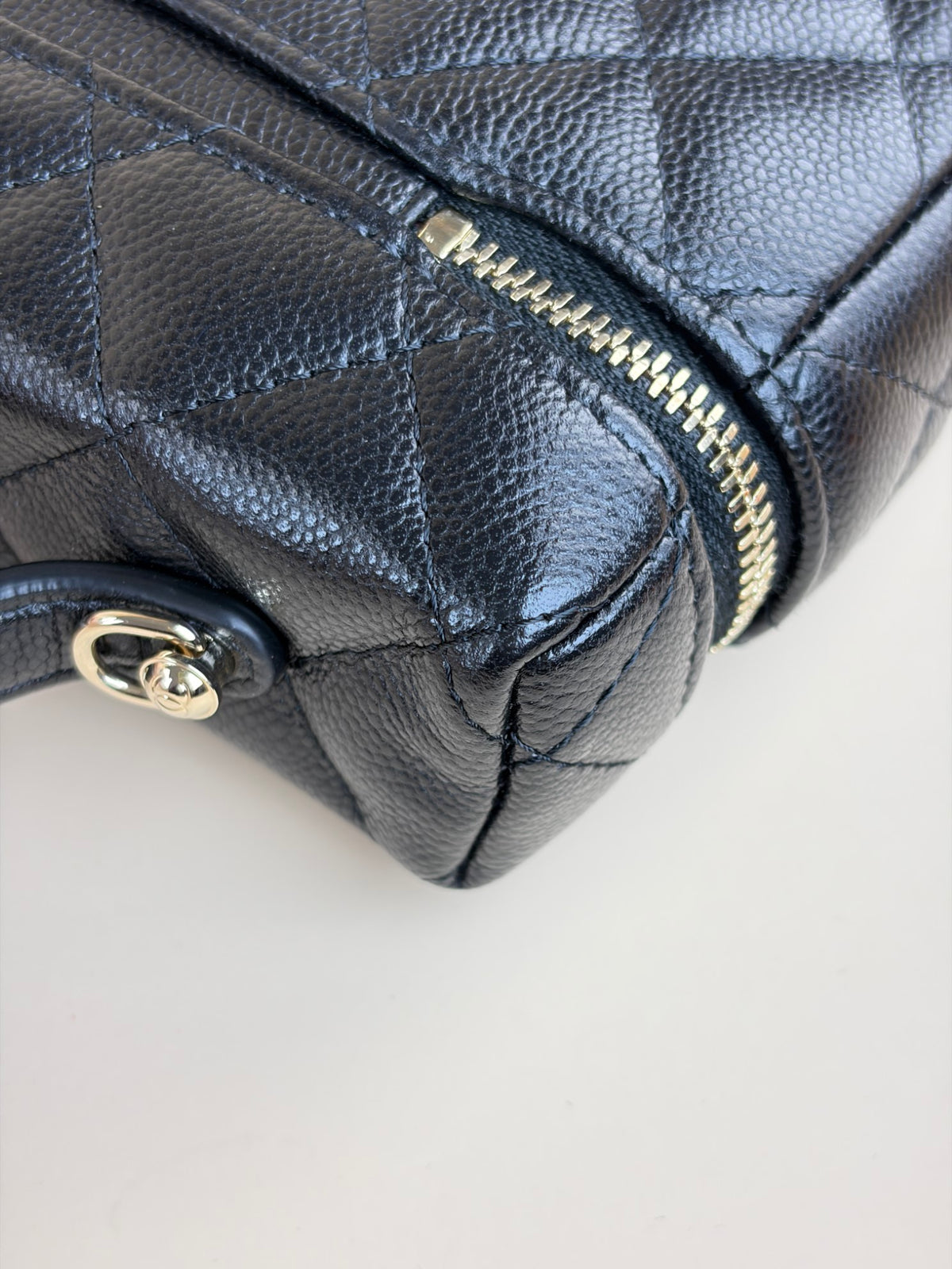 Chanel Black caviar leather vanity bag