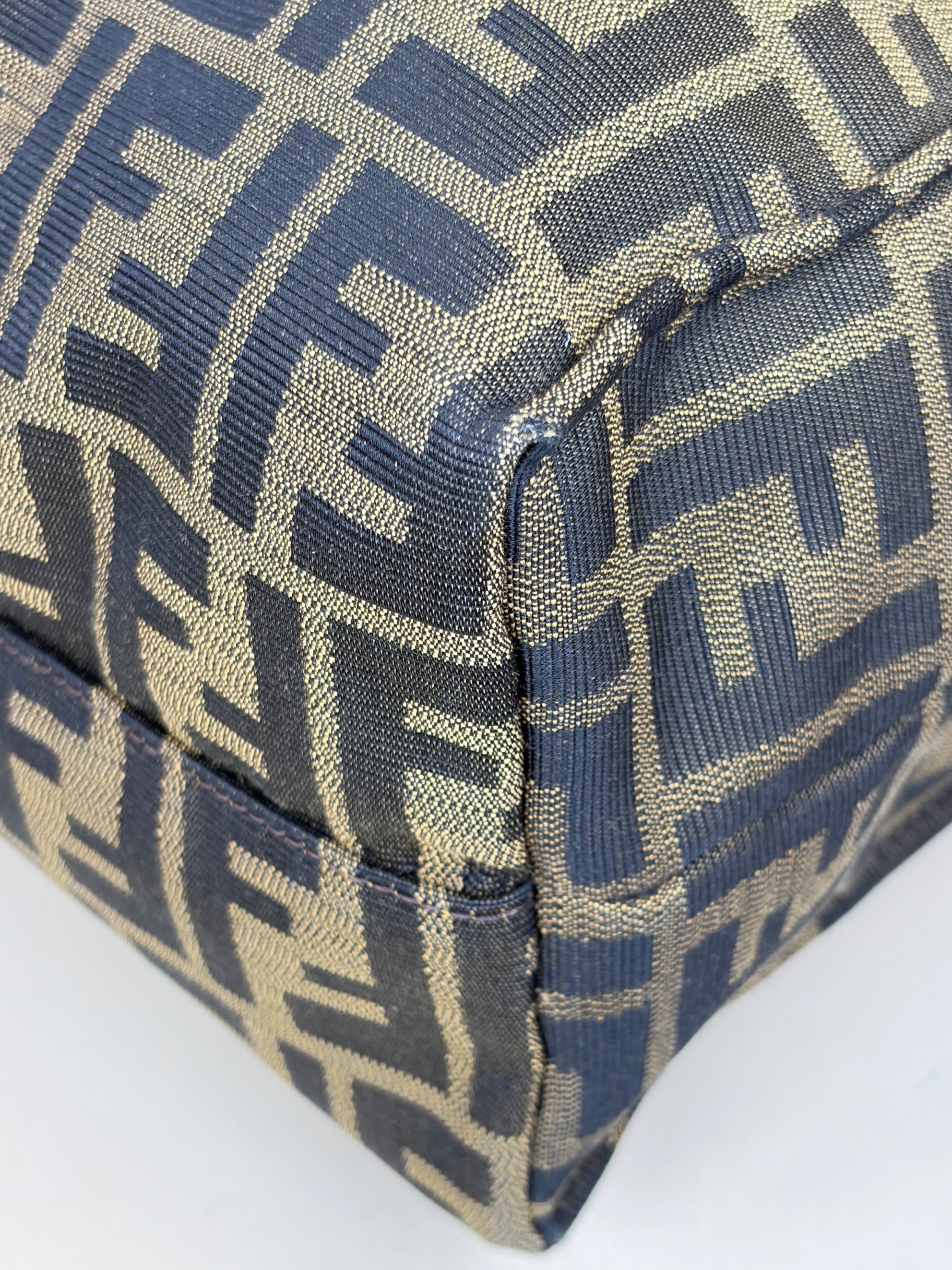 Fendi tobacco Zucca ff print canvas shopping tote bag