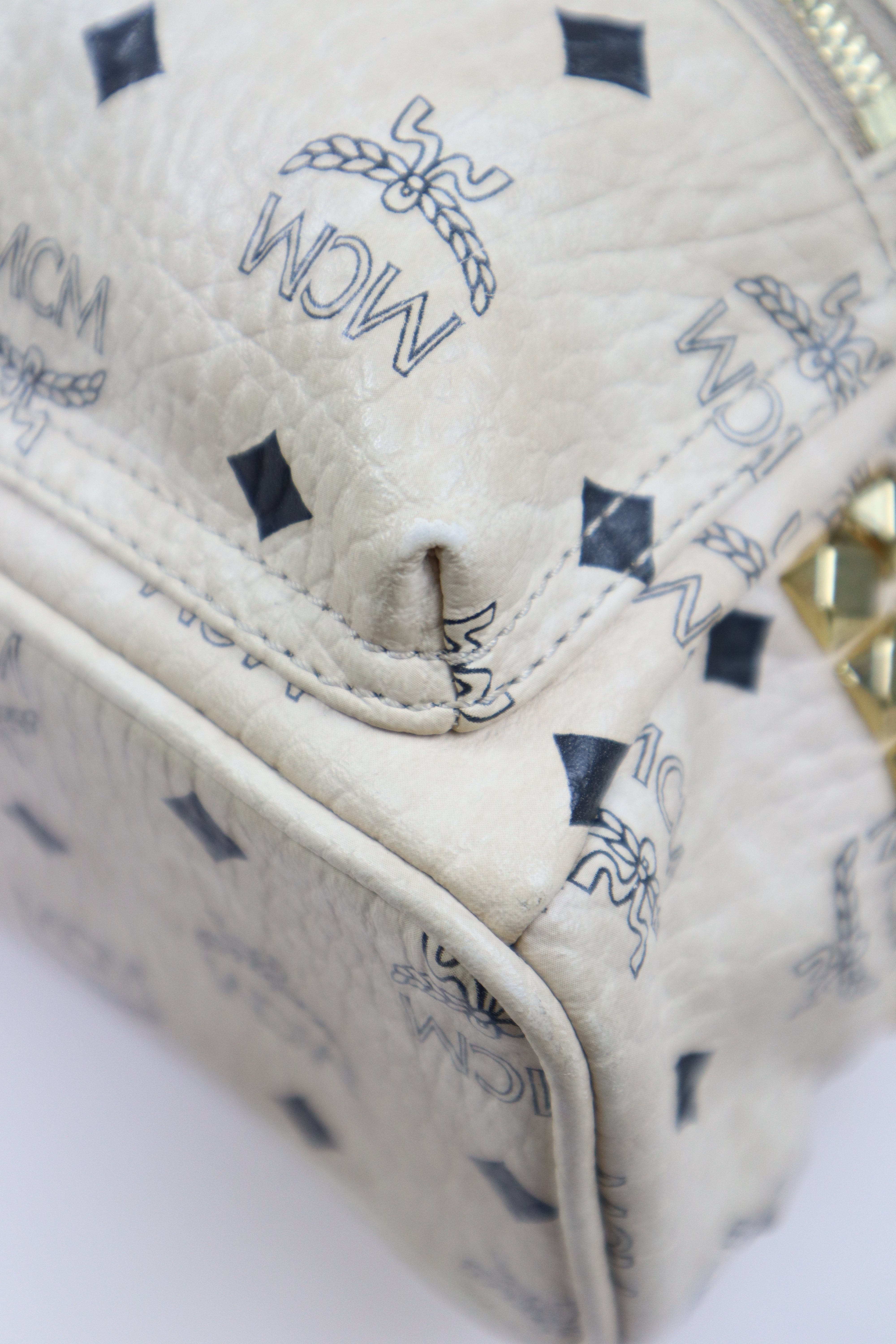 MCM Beige X-Mini Bebe Side Studded Boo Visetos Mini Backpack Bag