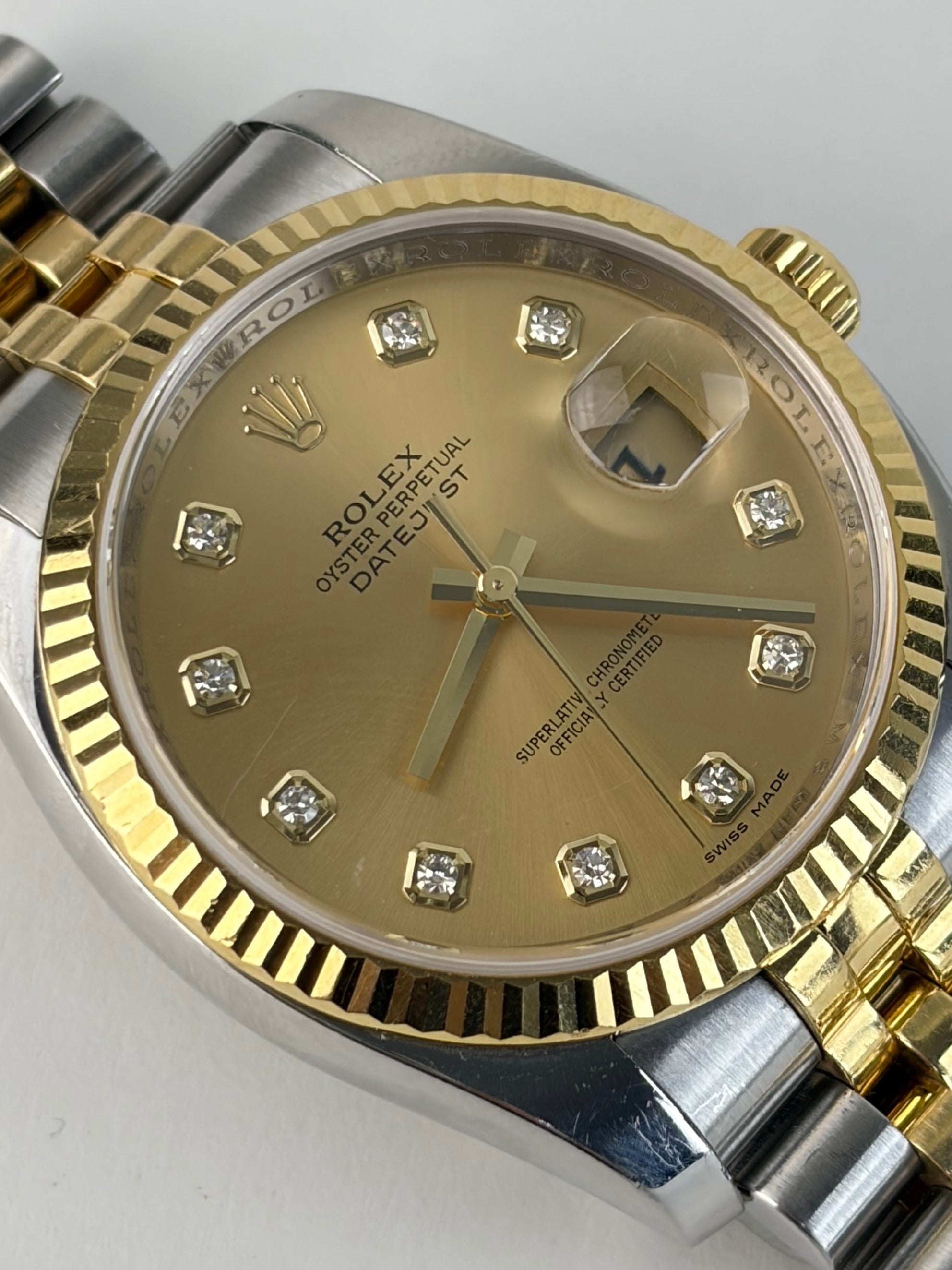 Rolex Oystersteel & Gold Datejust diamond dial 36mm Watch