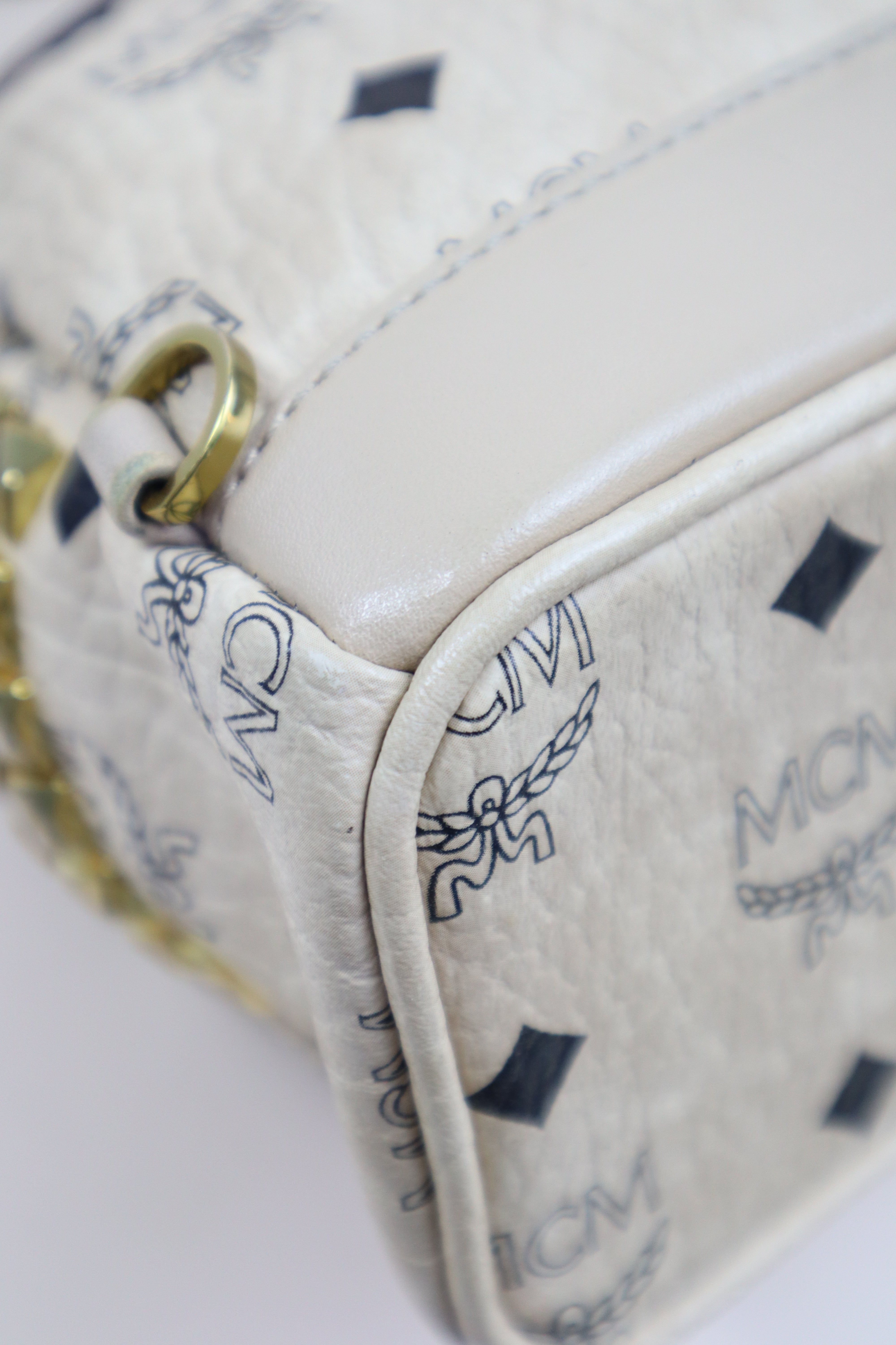MCM Beige X-Mini Bebe Side Studded Boo Visetos Mini Backpack Bag