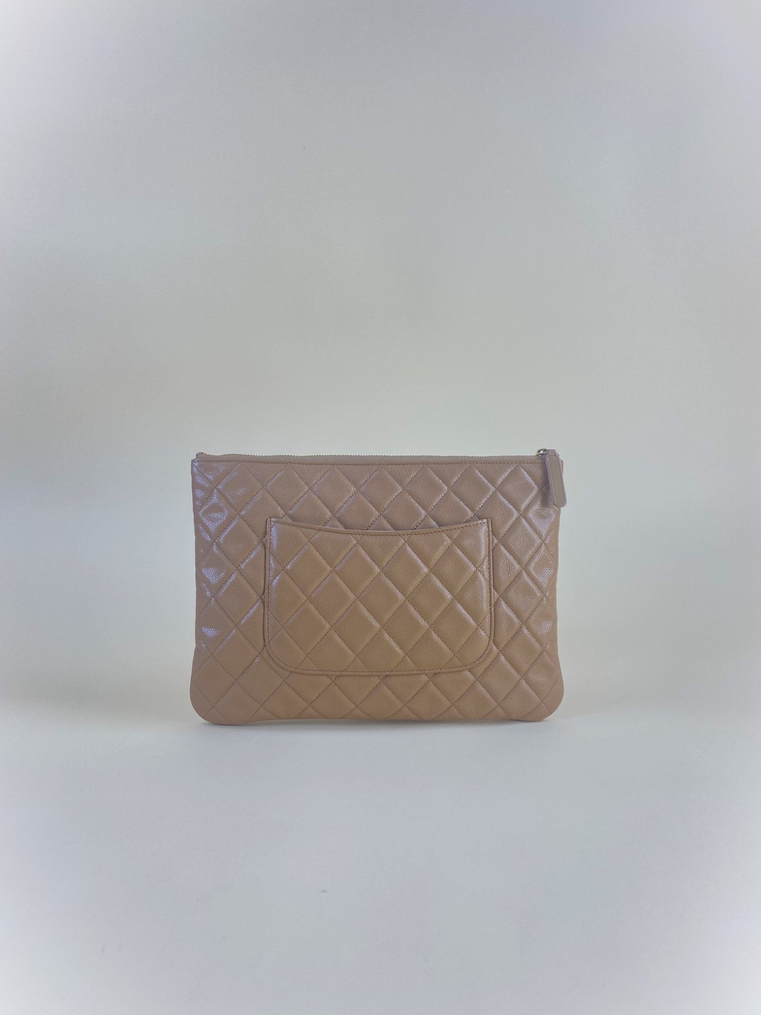 Chanel Camel Classic Zipped Medium Pouch