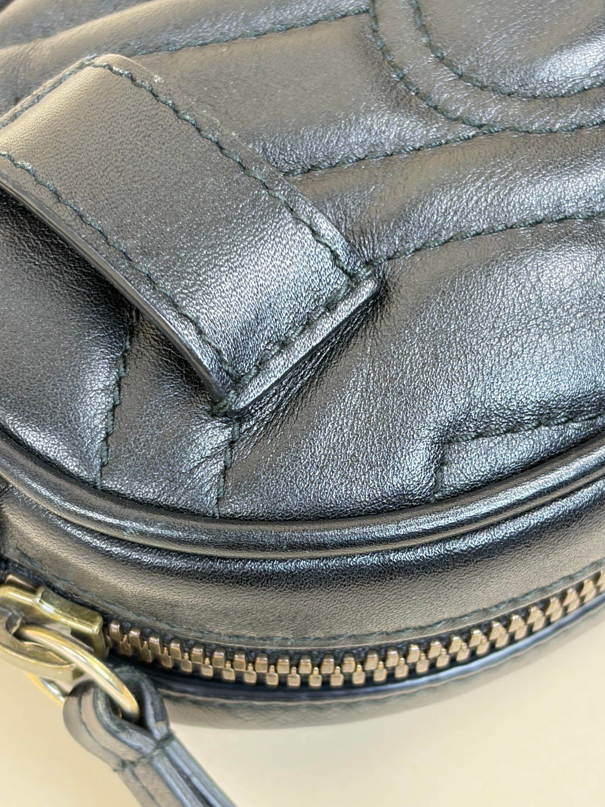 Gucci black calfskin matelasse GG Marmont Belt Bag
