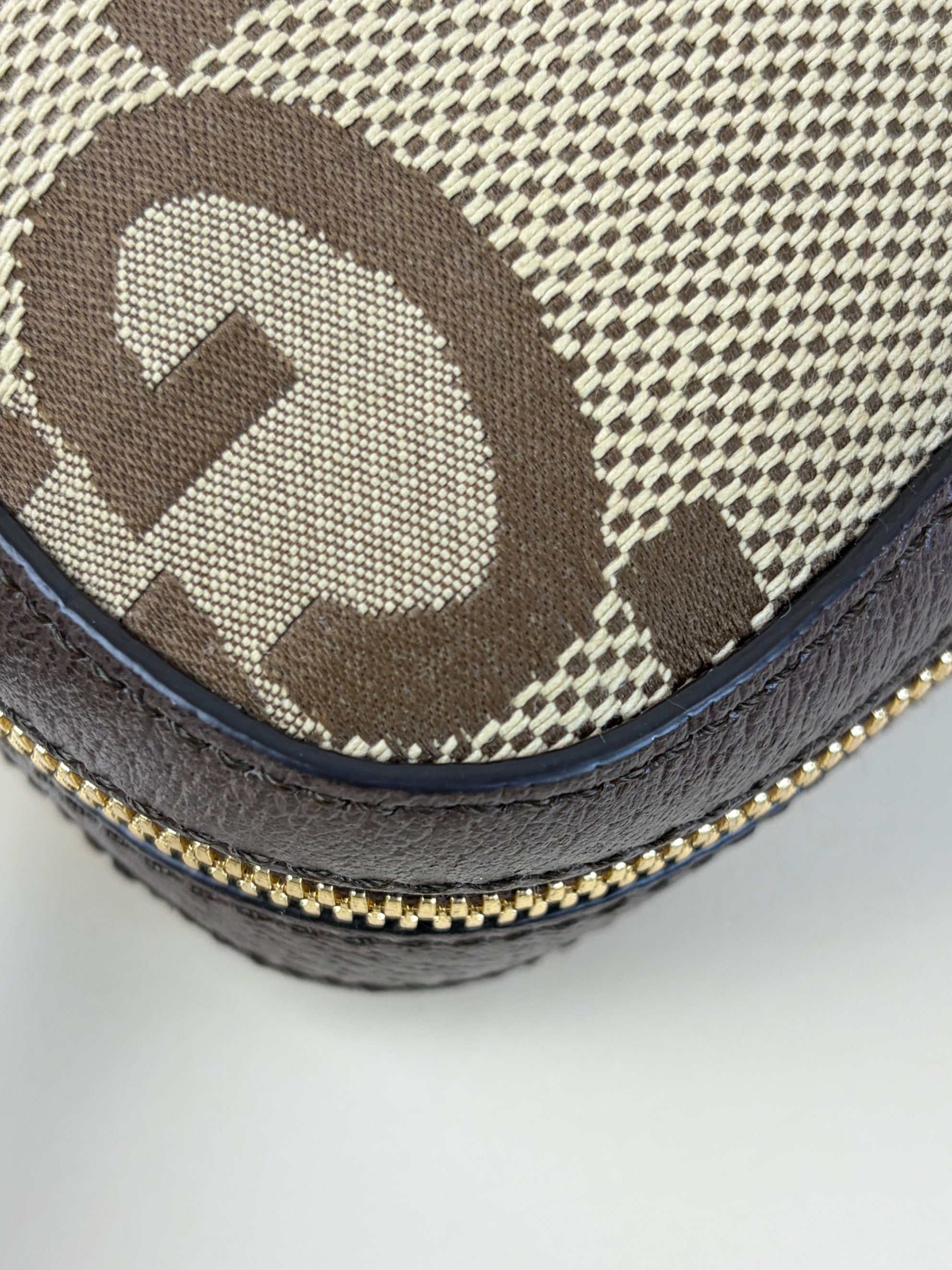 Gucci Bicolor Monogram Jumbo GG Web Strap Messenger Shoulder Bag