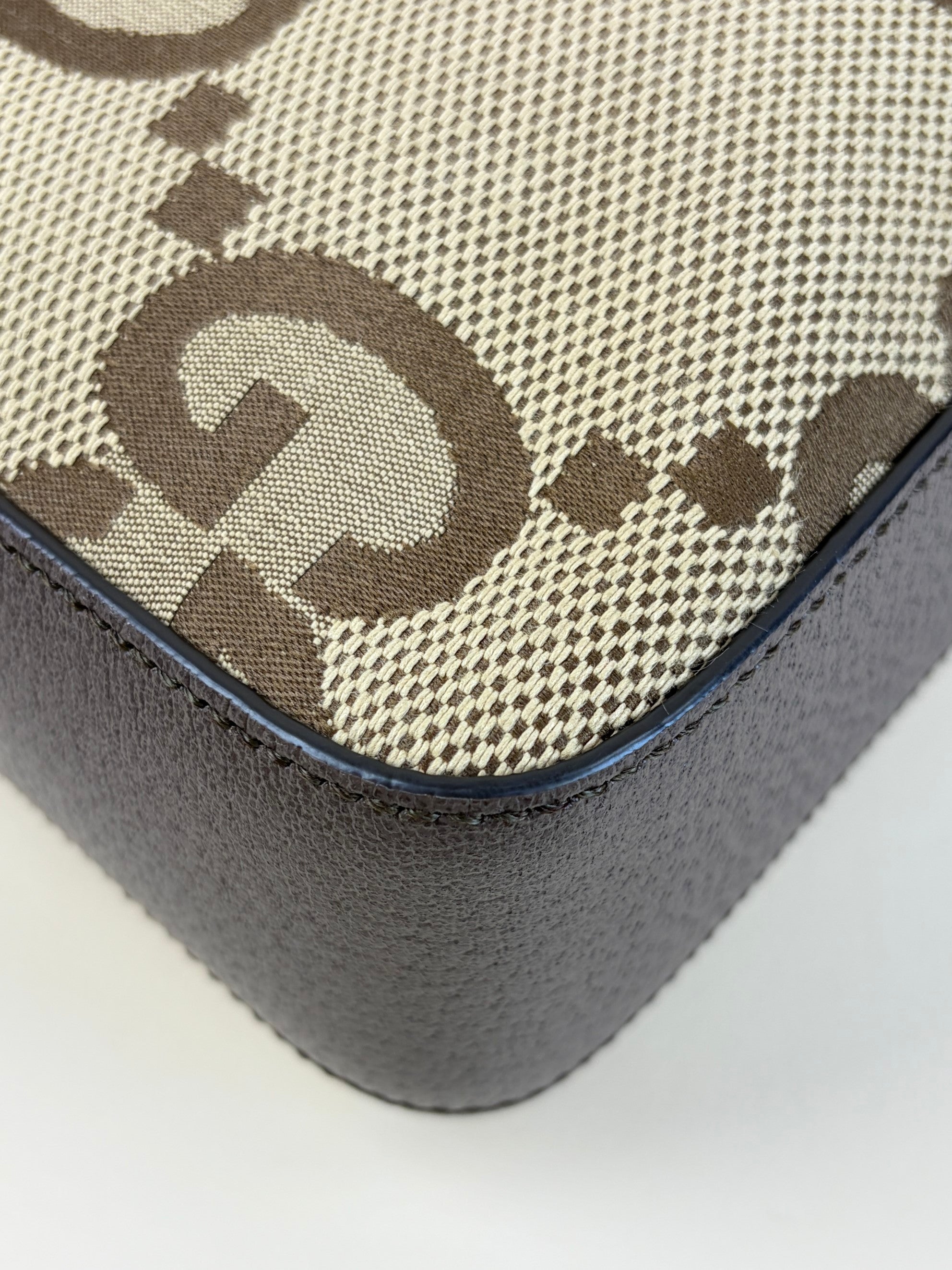 Gucci Bicolor Monogram Jumbo GG Web Strap Messenger Shoulder Bag
