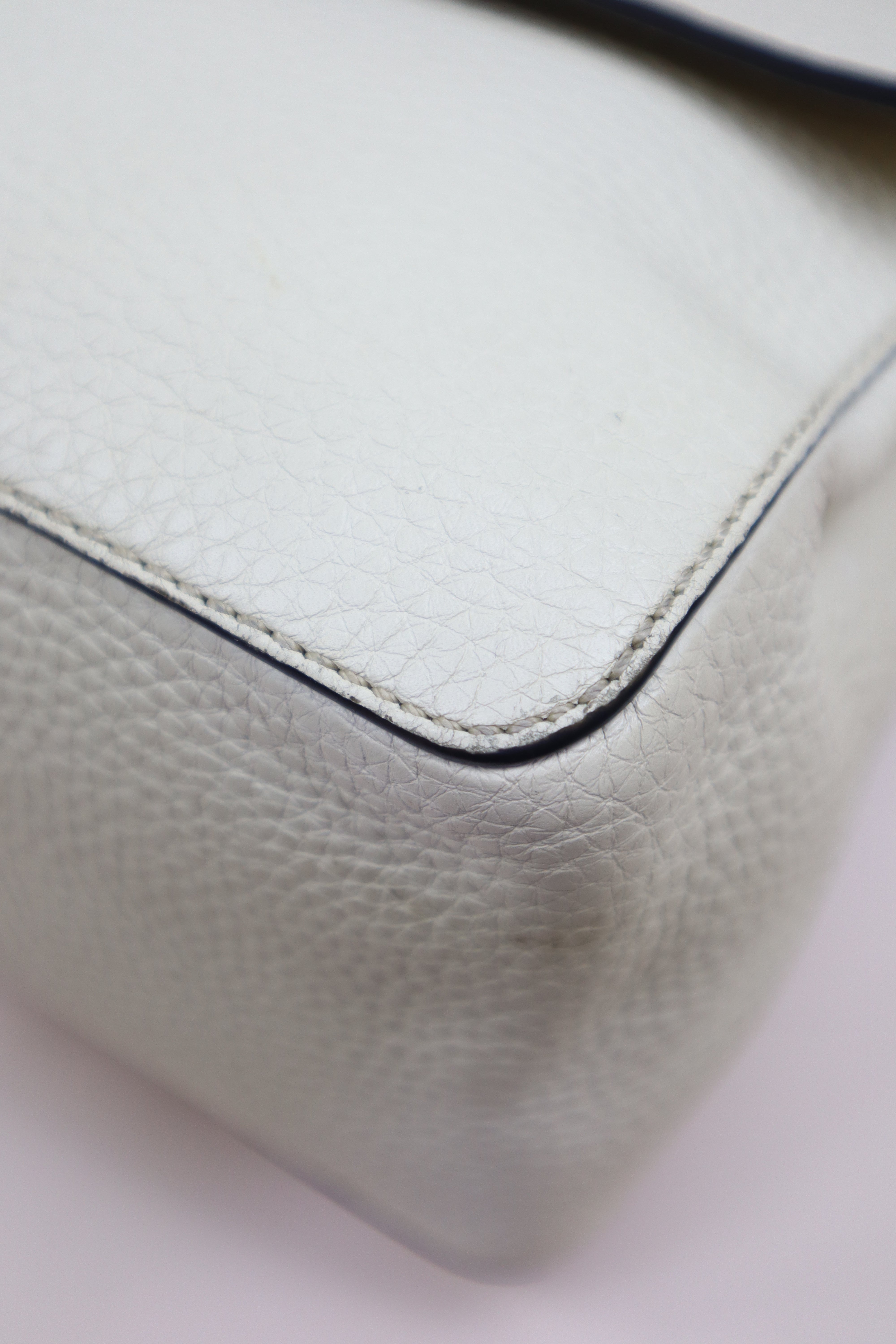 Valentino Off White V Ring Flap Chain Crossbody Bag