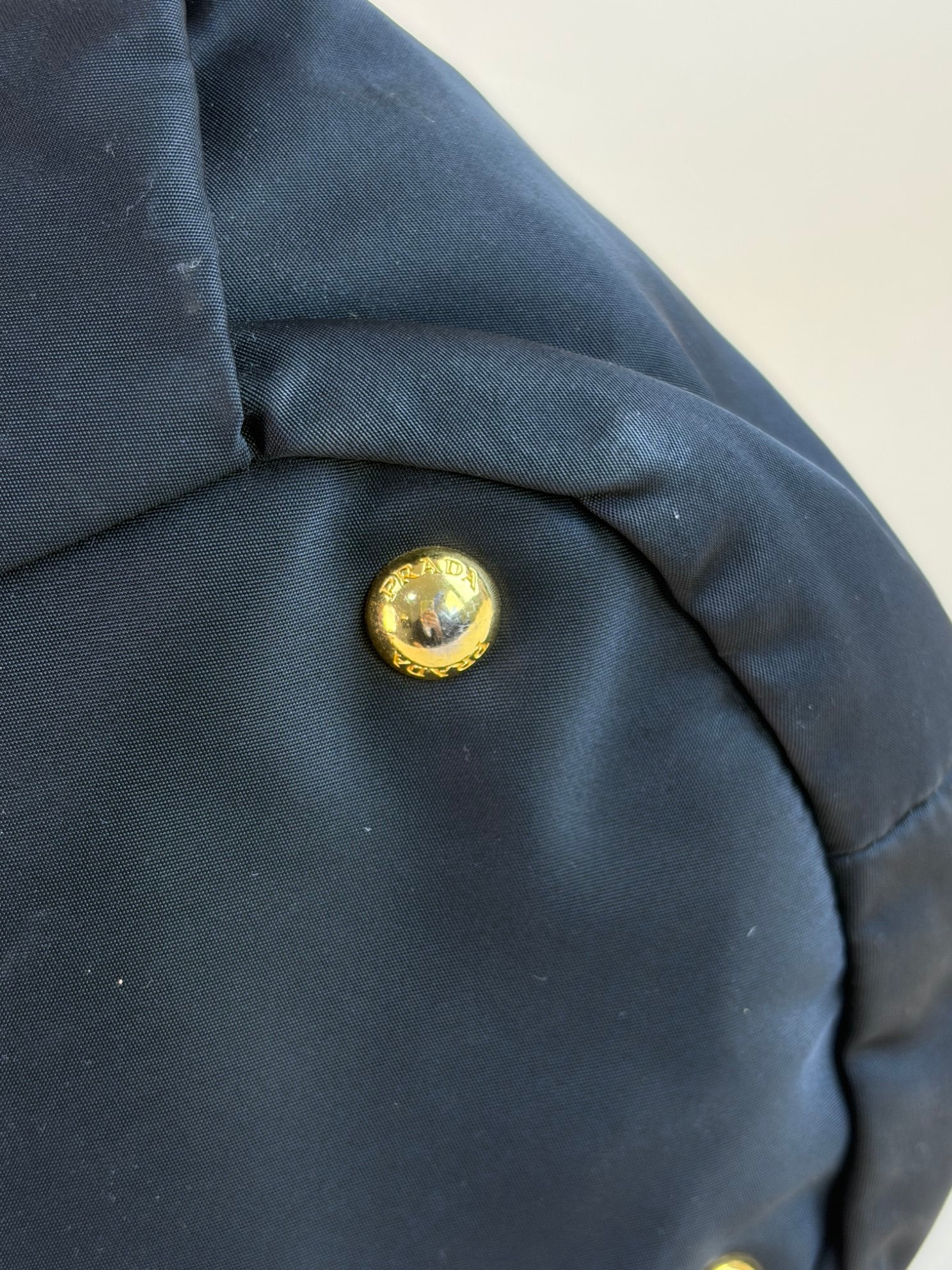 Prada Black Nappa Antique Drawstring Nylon Jacquard Shoulder Bag