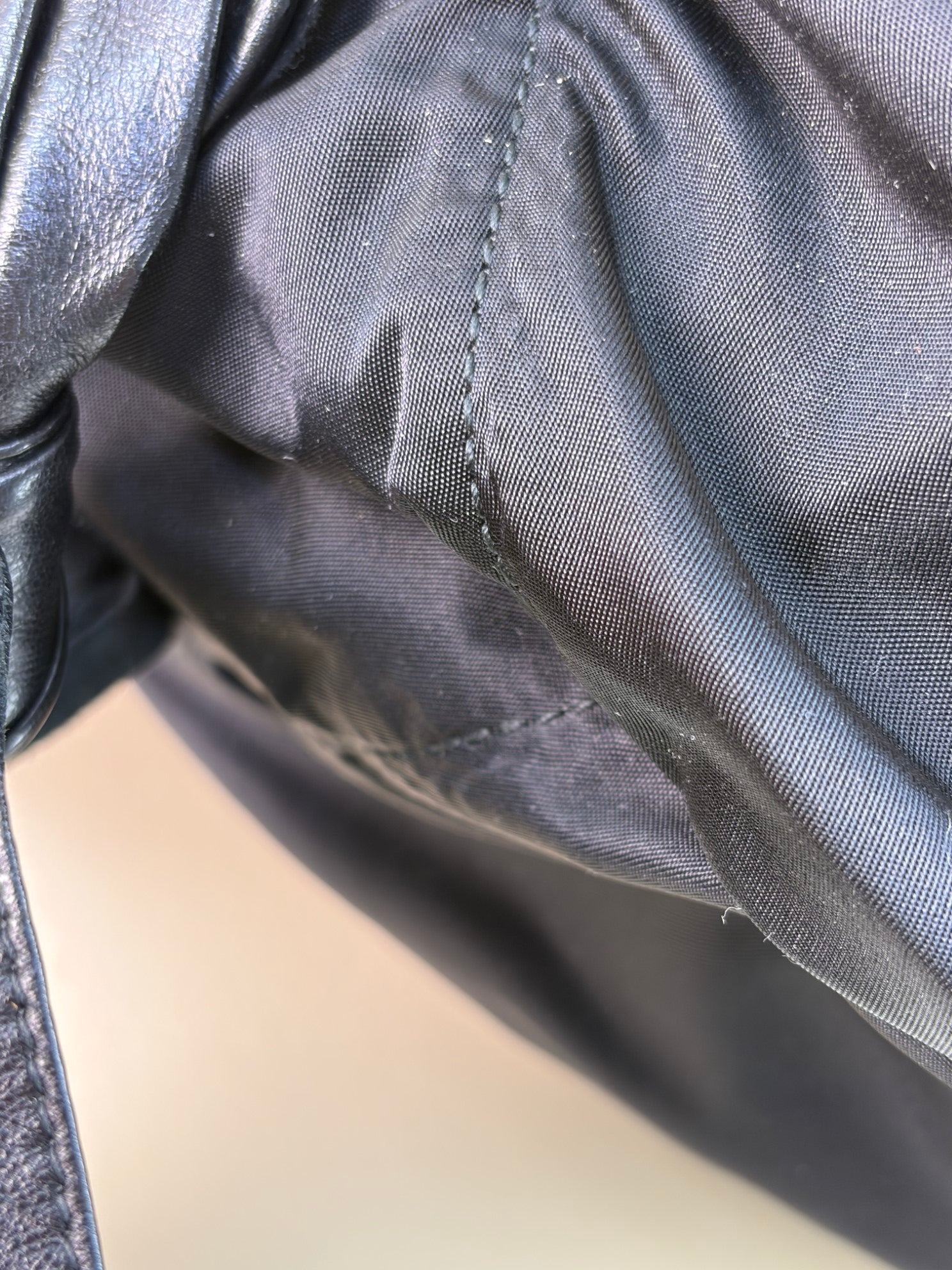 Prada Black Nappa Antique Drawstring Nylon Jacquard Shoulder Bag