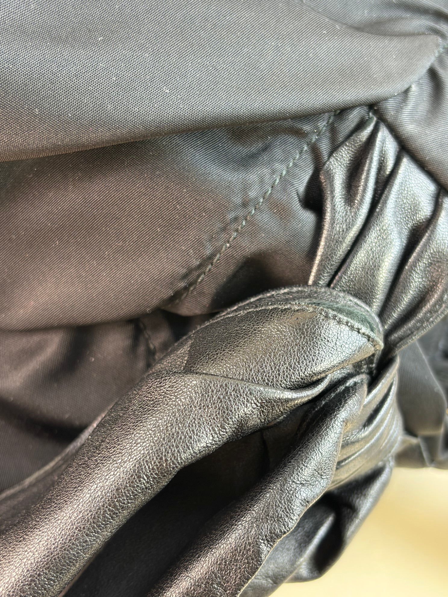 Prada Black Nappa Antique Drawstring Nylon Jacquard Shoulder Bag