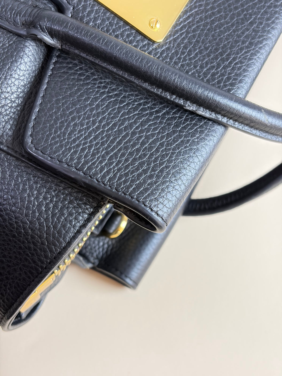Tom Ford black leather turn-lock Natalia tote bag