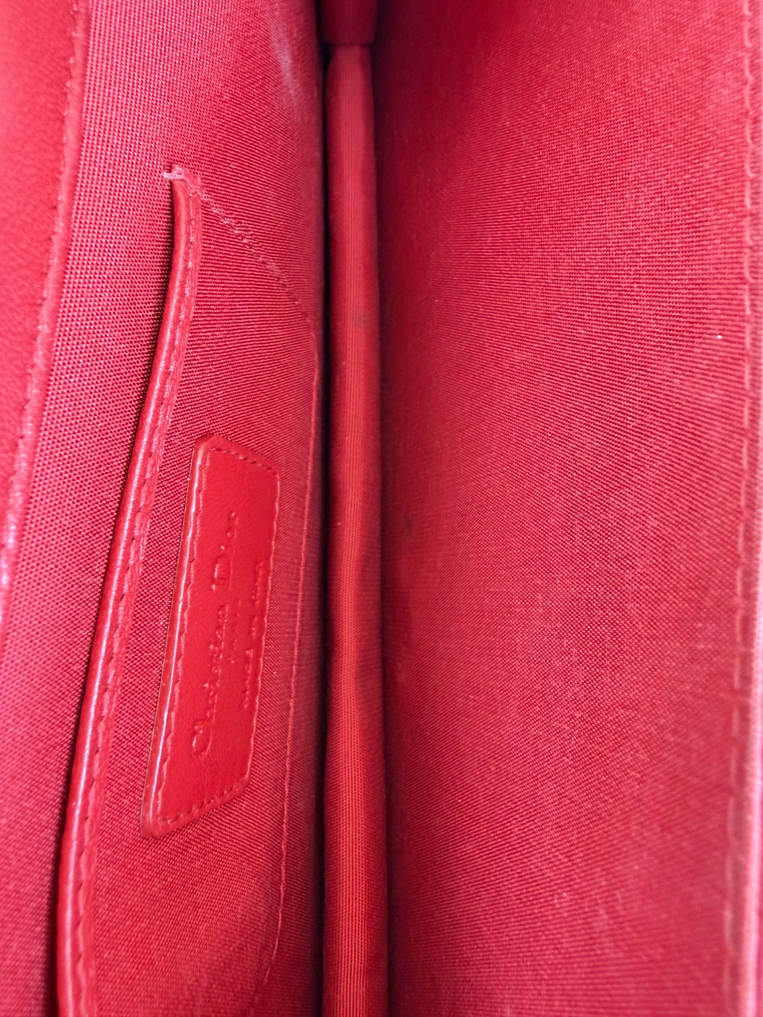 Christian Dior Red Quilted Cannage Lady Dior Clutch with Chain