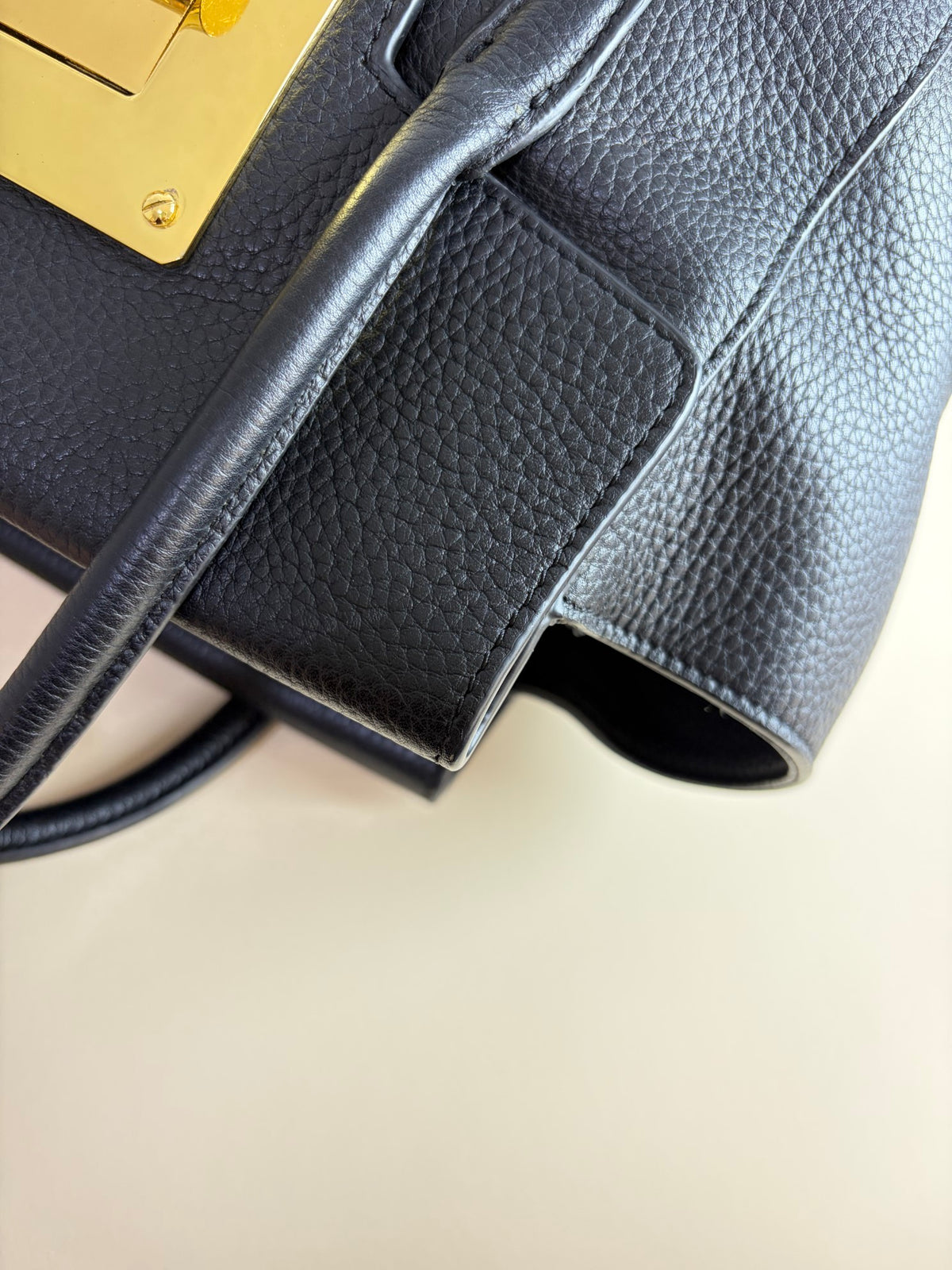 Tom Ford black leather turn-lock Natalia tote bag