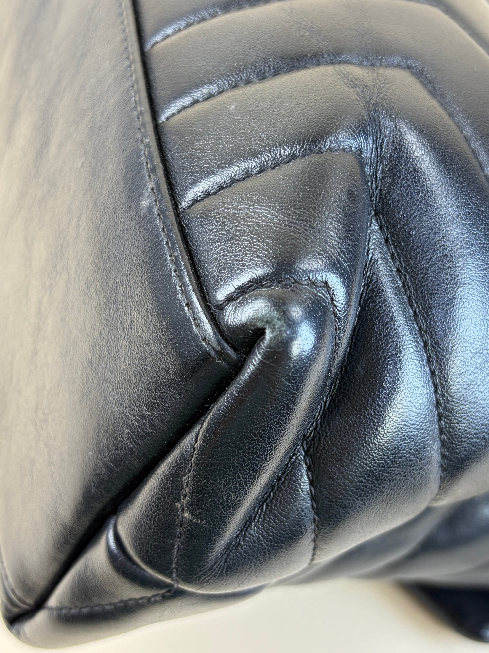 YSL Black Quilted Monogram Medium Loulou Chain Shoulder Bag